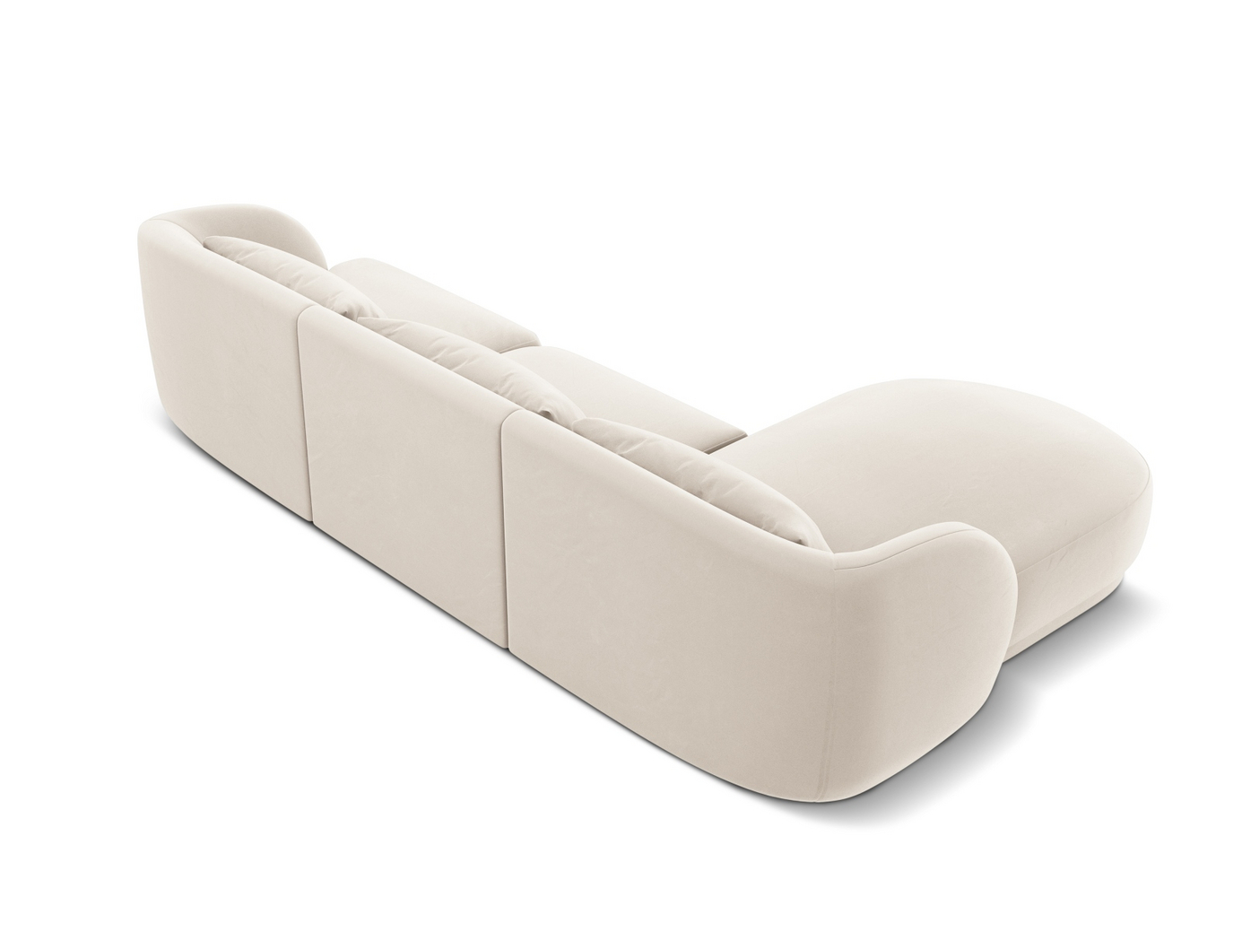 Cosmopolitan Design vänstervänd sammetshörnsoffa, "Tulum", 4-sits, 255 × 156 × 70 cm, Bluvel, svarta plastben