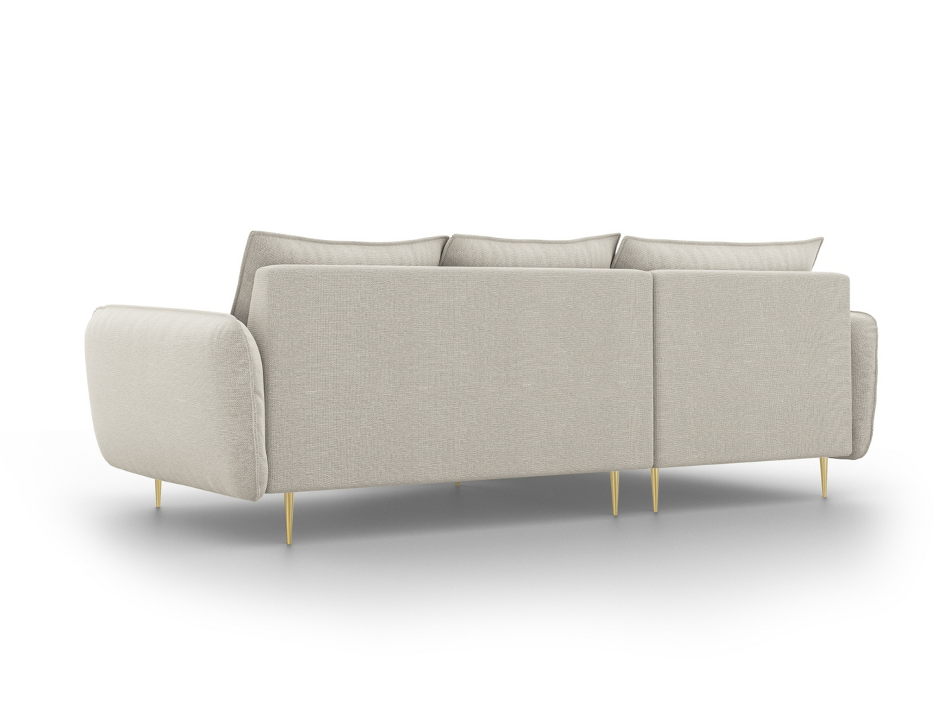 Cosmopolitan Design vänstervänd hörnsoffa, "Vienna", 5-sits, 255 × 170 × 95 cm, Positano, guldfärgade metallben