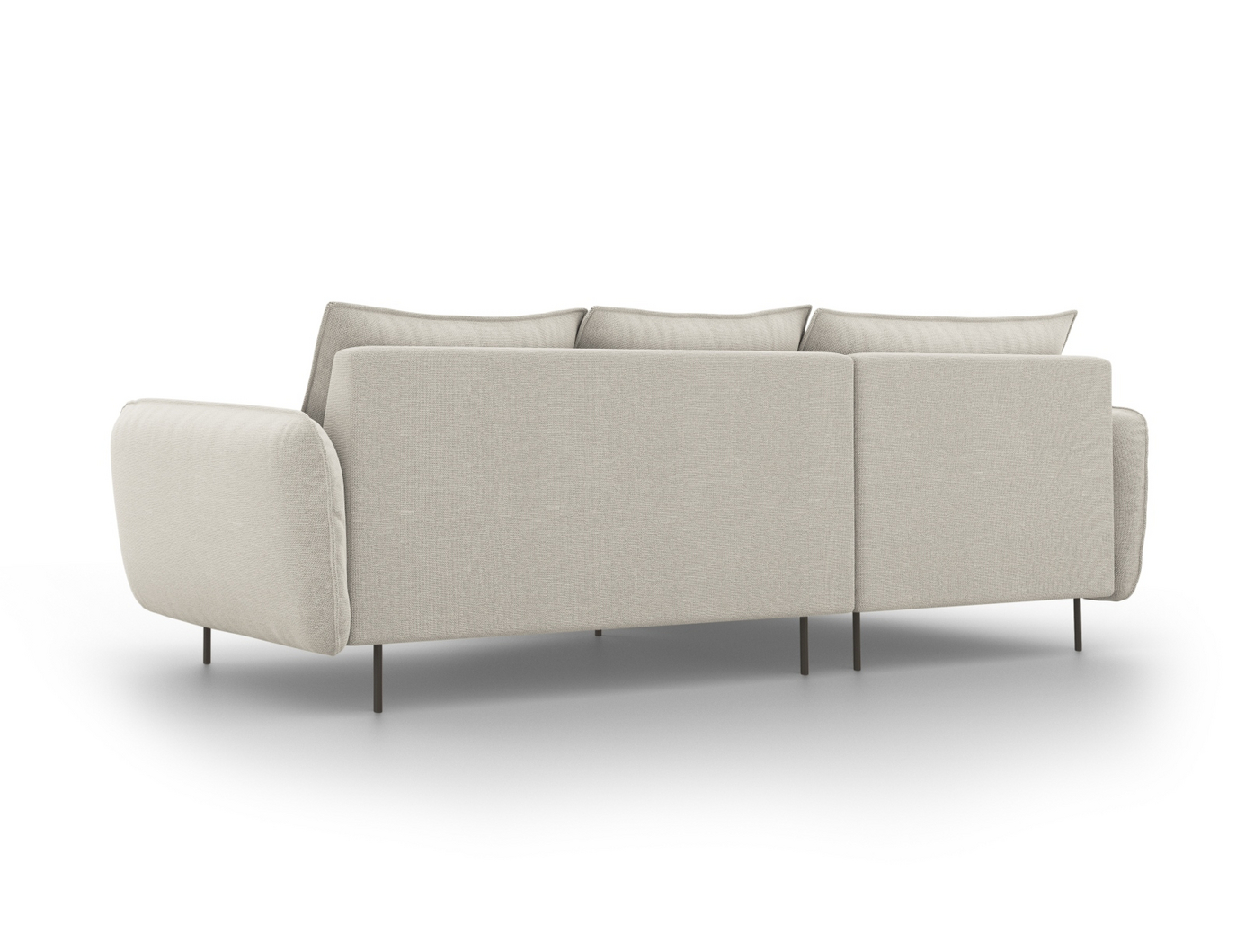 Cosmopolitan Design vänstervänd hörnsoffa, "Vienna", 5-sits, 255 × 170 × 95 cm, Positano, svarta metallben