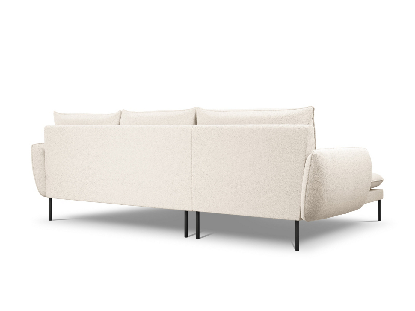 Cosmopolitan Design vänstervänd boucléhörnsoffa, "Vienna", 5-sits, 255 × 170 × 95 cm, Ascot, svarta metallben