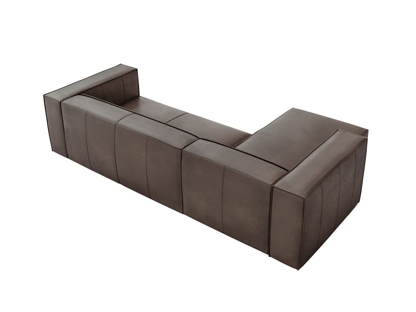 Cosmopolitan Design vänstervänd äkta läder hörnsoffa, "Turin", 5-sits, 290 × 173 × 68 cm, Granada, ben i svart bok