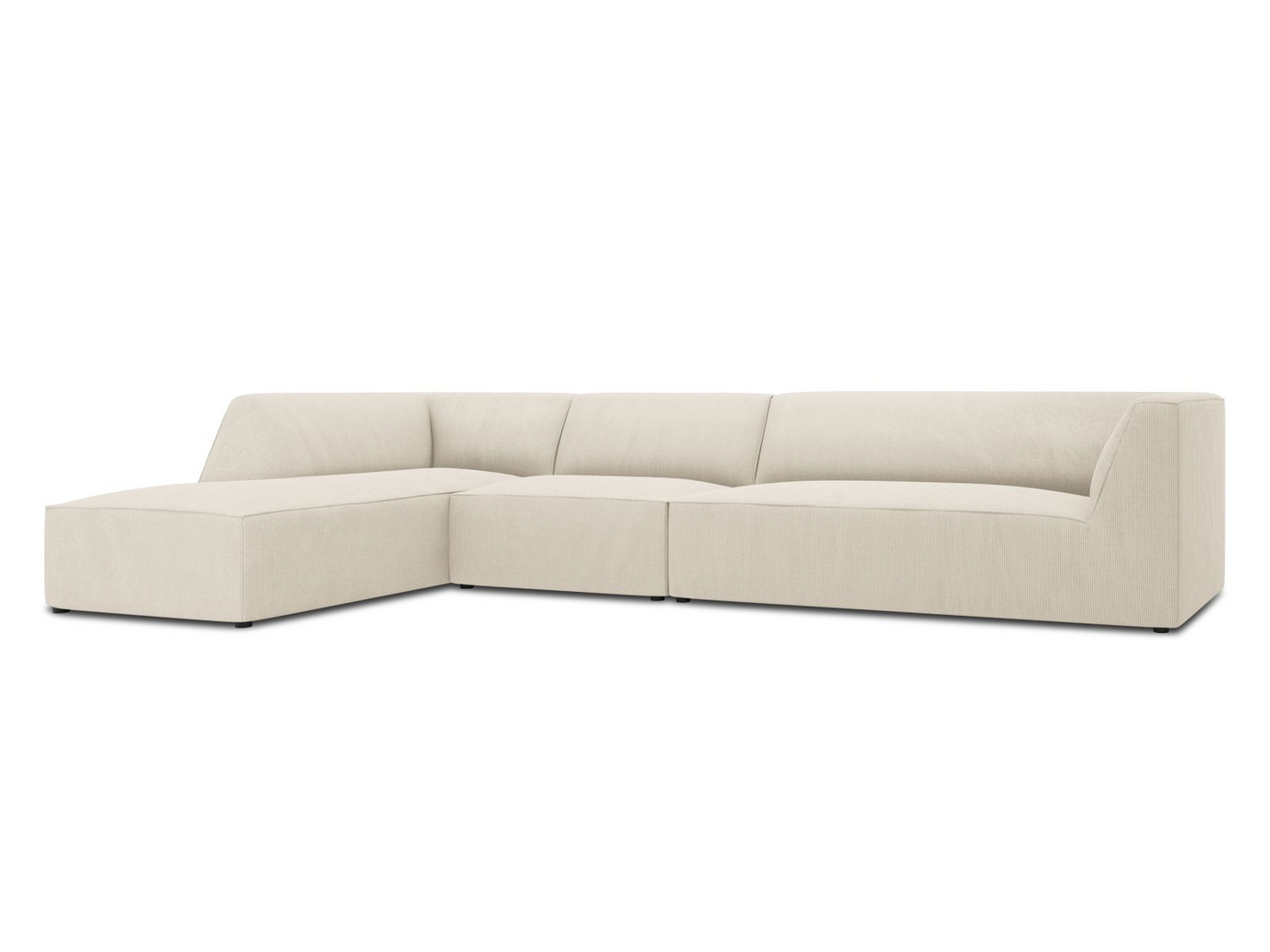 Cosmopolitan Design vänstervänd modulhörnsoffa, "Siena", 5-sits, 366 × 180 × 69 cm, Scala, svarta plastben