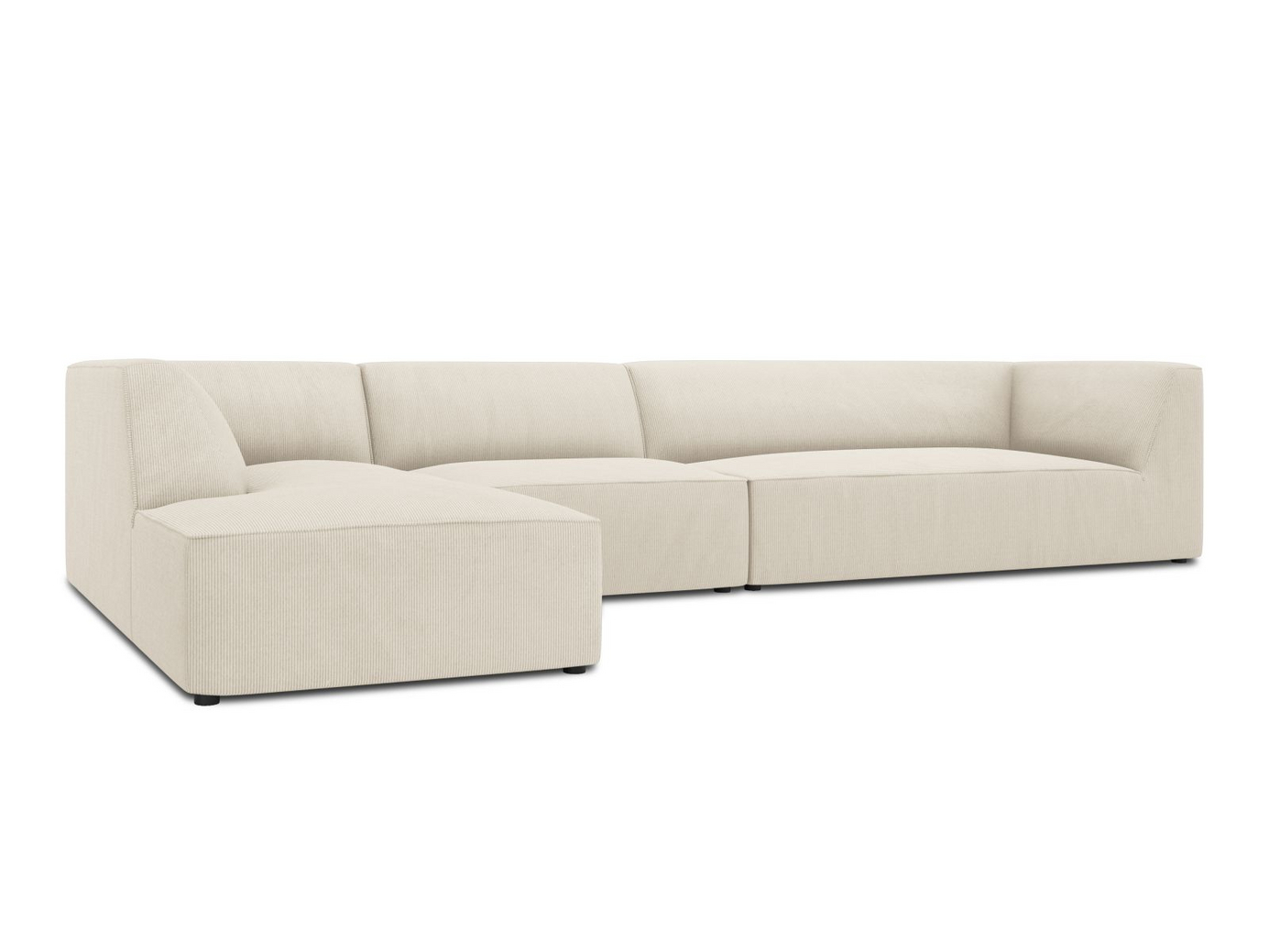 Cosmopolitan Design vänstervänd modulhörnsoffa, "Siena", 5-sits, 366 × 180 × 69 cm, Scala, svarta plastben