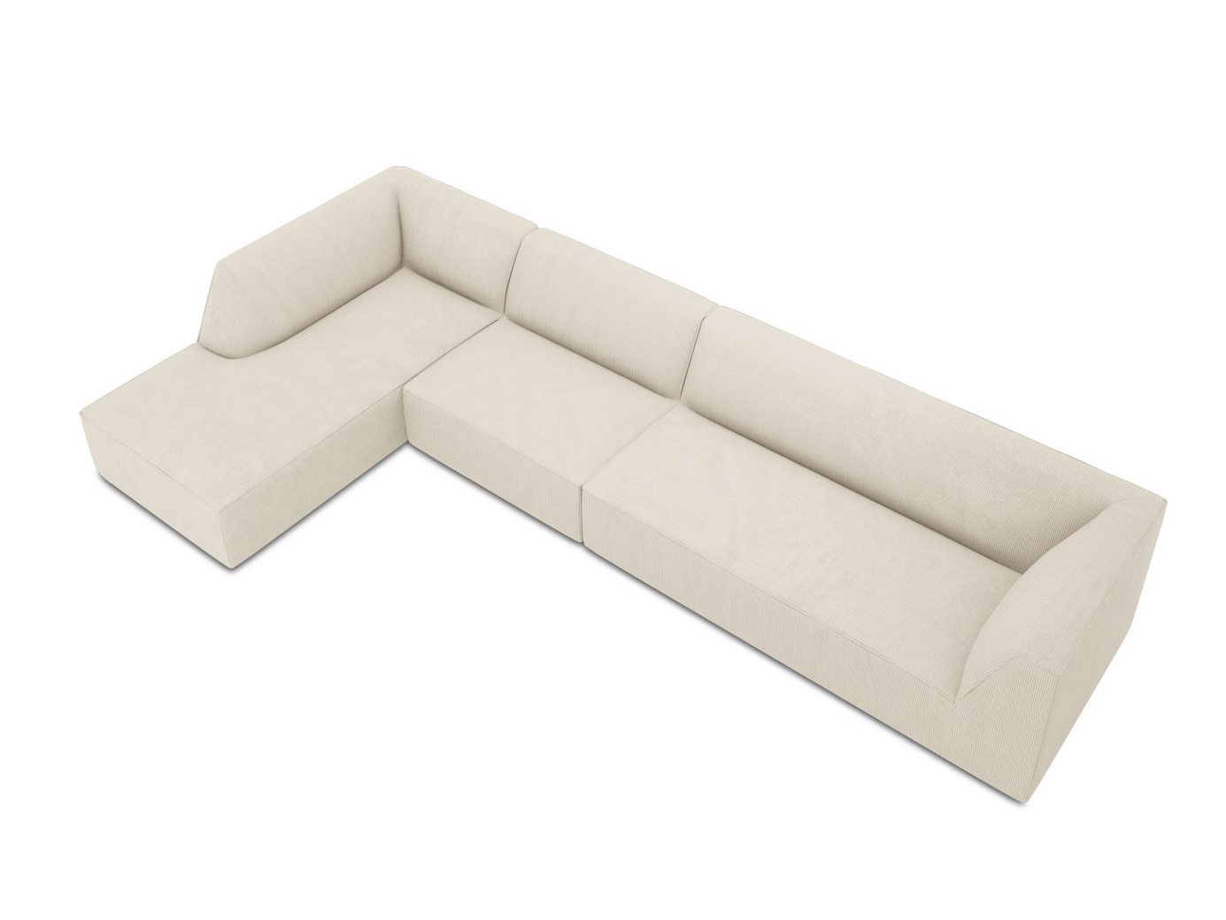 Cosmopolitan Design vänstervänd modulhörnsoffa, "Siena", 5-sits, 366 × 180 × 69 cm, Scala, svarta plastben
