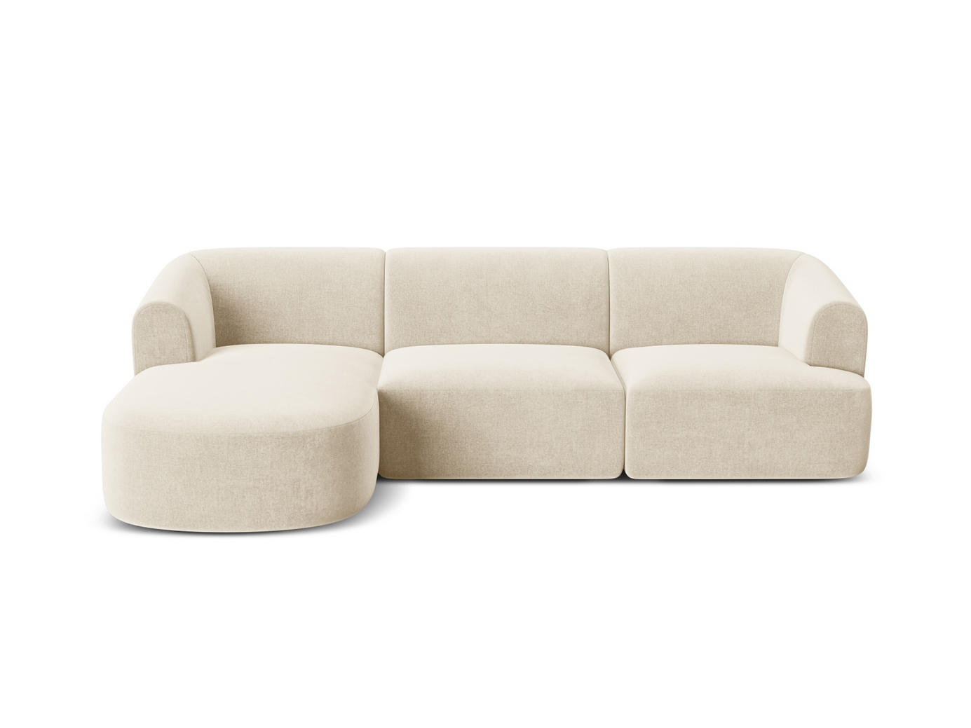 Cosmopolitan Design vänstervänd sammetsmodulhörnsoffa, "Campi", 4-sits, 256 × 156 × 70 cm, Vogue, svarta plastben
