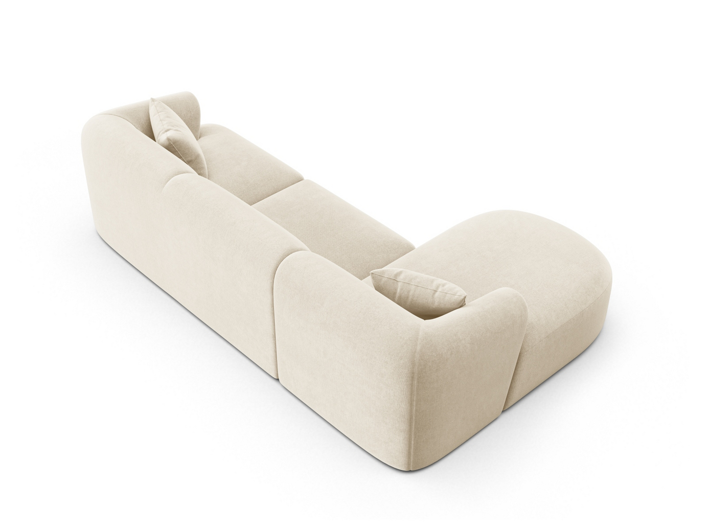 Cosmopolitan Design vänstervänd sammetsmodulhörnsoffa, "Campi", 4-sits, 256 × 156 × 70 cm, Vogue, svarta plastben