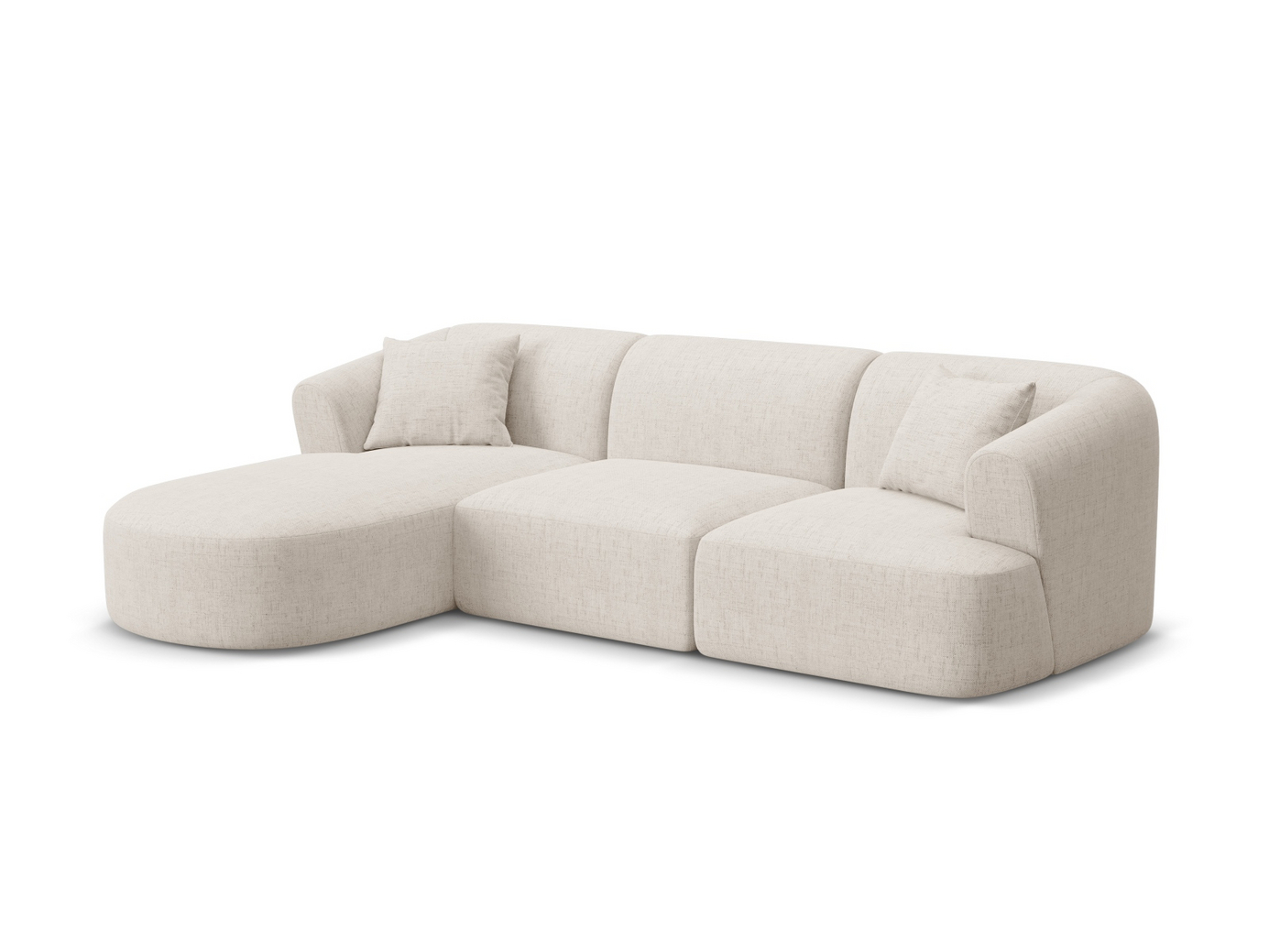 Cosmopolitan Design vänstervänd modulhörnsoffa, "Campi", 4-sits, 256 × 156 × 70 cm, Moly, svarta plastben