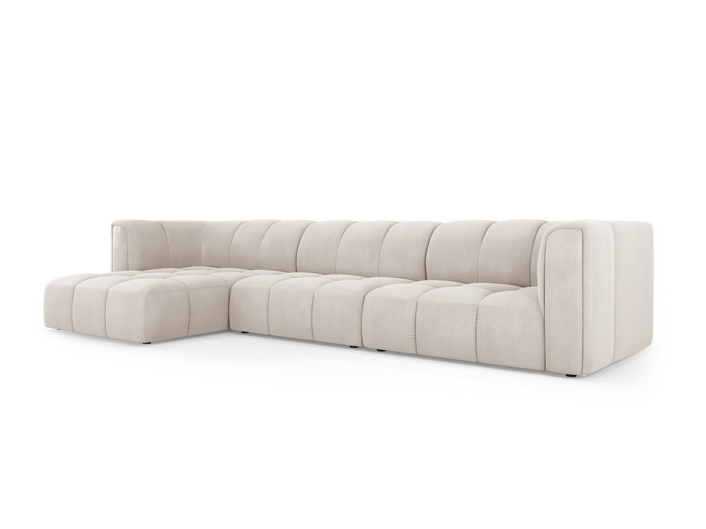 Cosmopolitan Design vänstervänd modulhörnsoffa, "Moritz", 5-sits, 316 × 160 × 70 cm, Rebel, svarta plastben