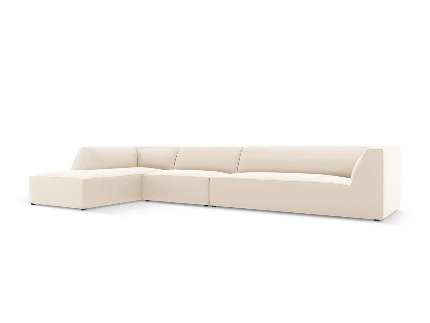 Cosmopolitan Design vänstervänd konstlädermodulhörnsoffa, "Siena", 5-sits, 366 × 180 × 69 cm, Pacifico, svarta plastben