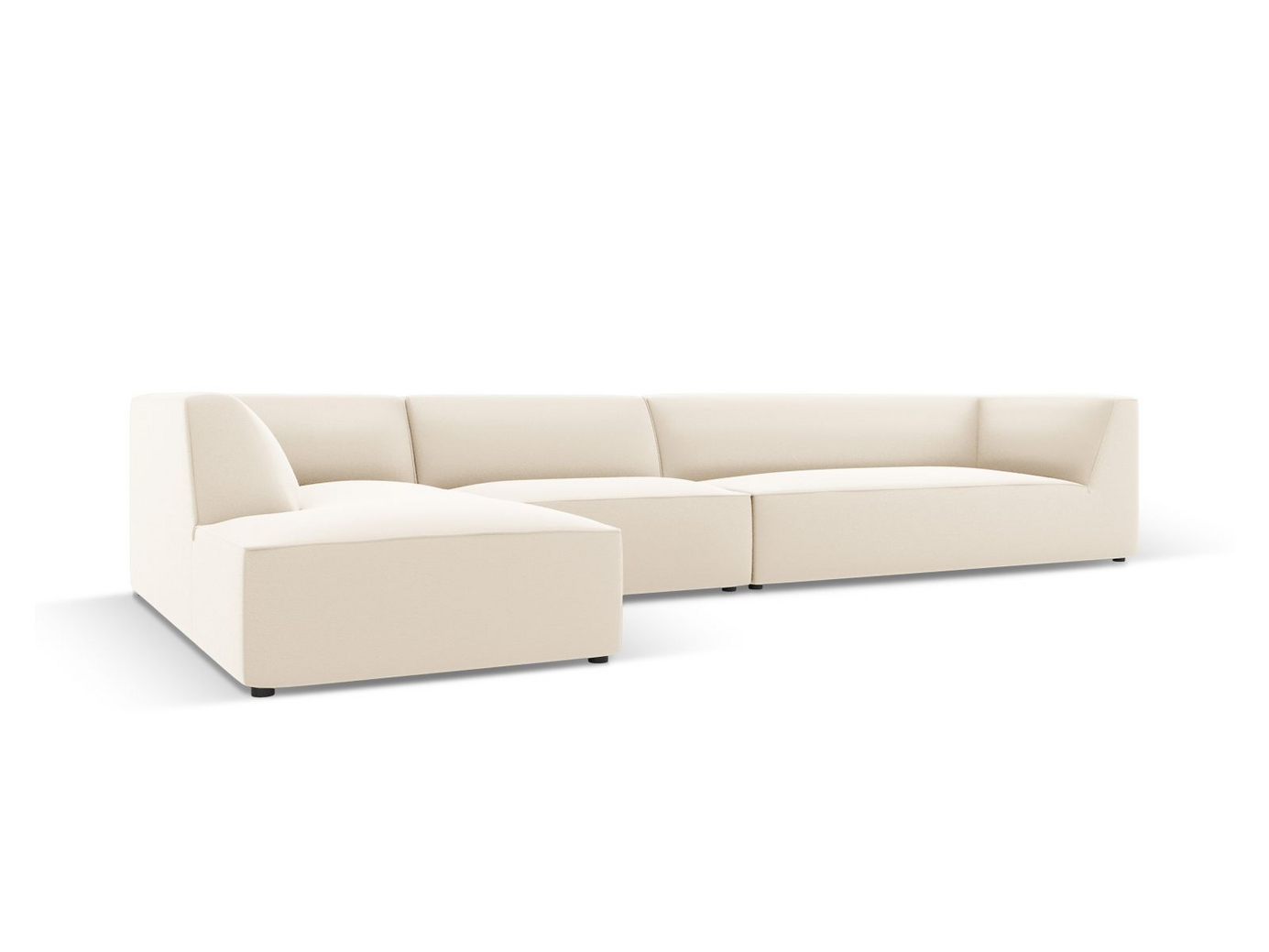 Cosmopolitan Design vänstervänd konstlädermodulhörnsoffa, "Siena", 5-sits, 366 × 180 × 69 cm, Pacifico, svarta plastben