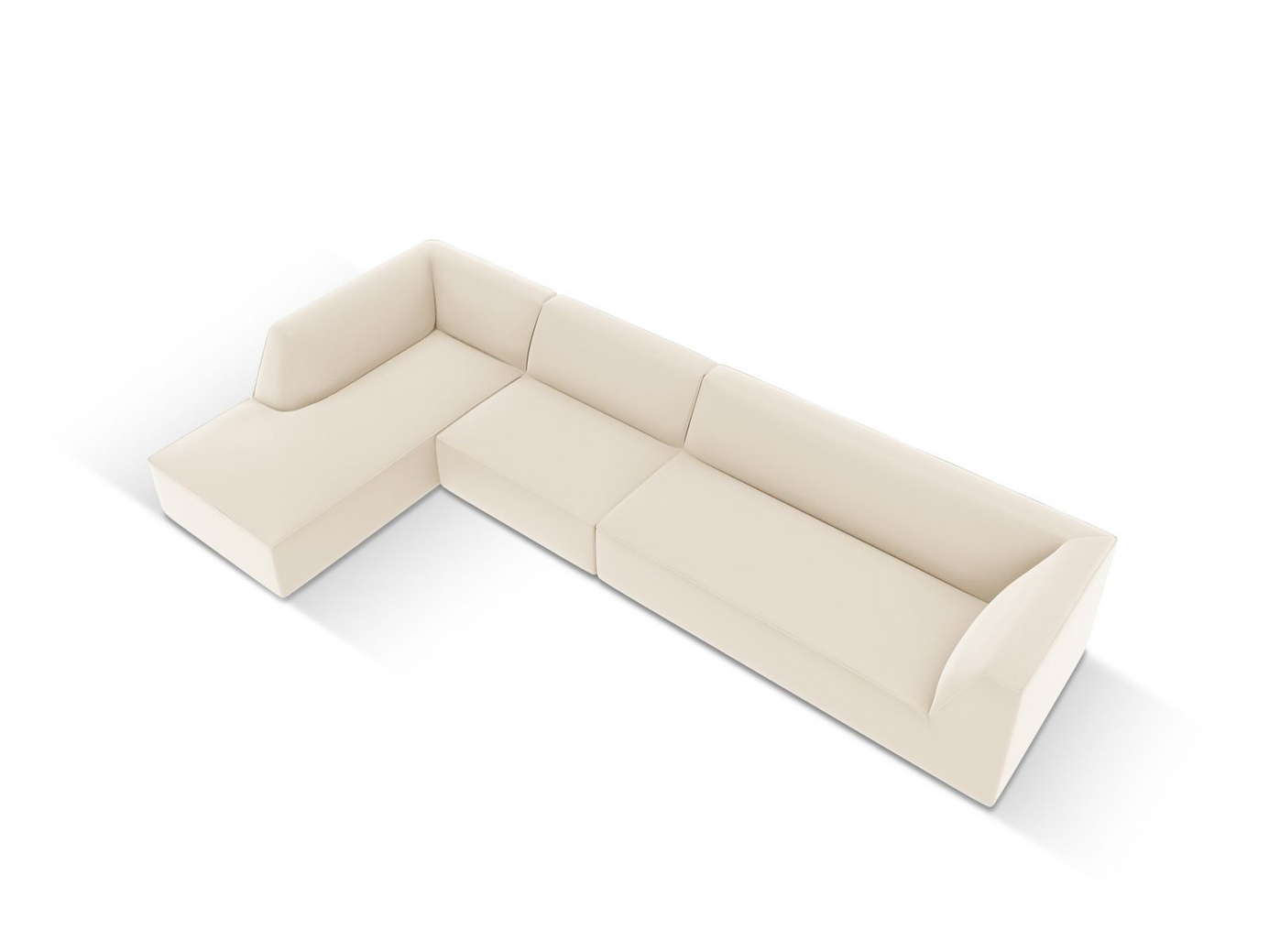 Cosmopolitan Design vänstervänd konstlädermodulhörnsoffa, "Siena", 5-sits, 366 × 180 × 69 cm, Pacifico, svarta plastben