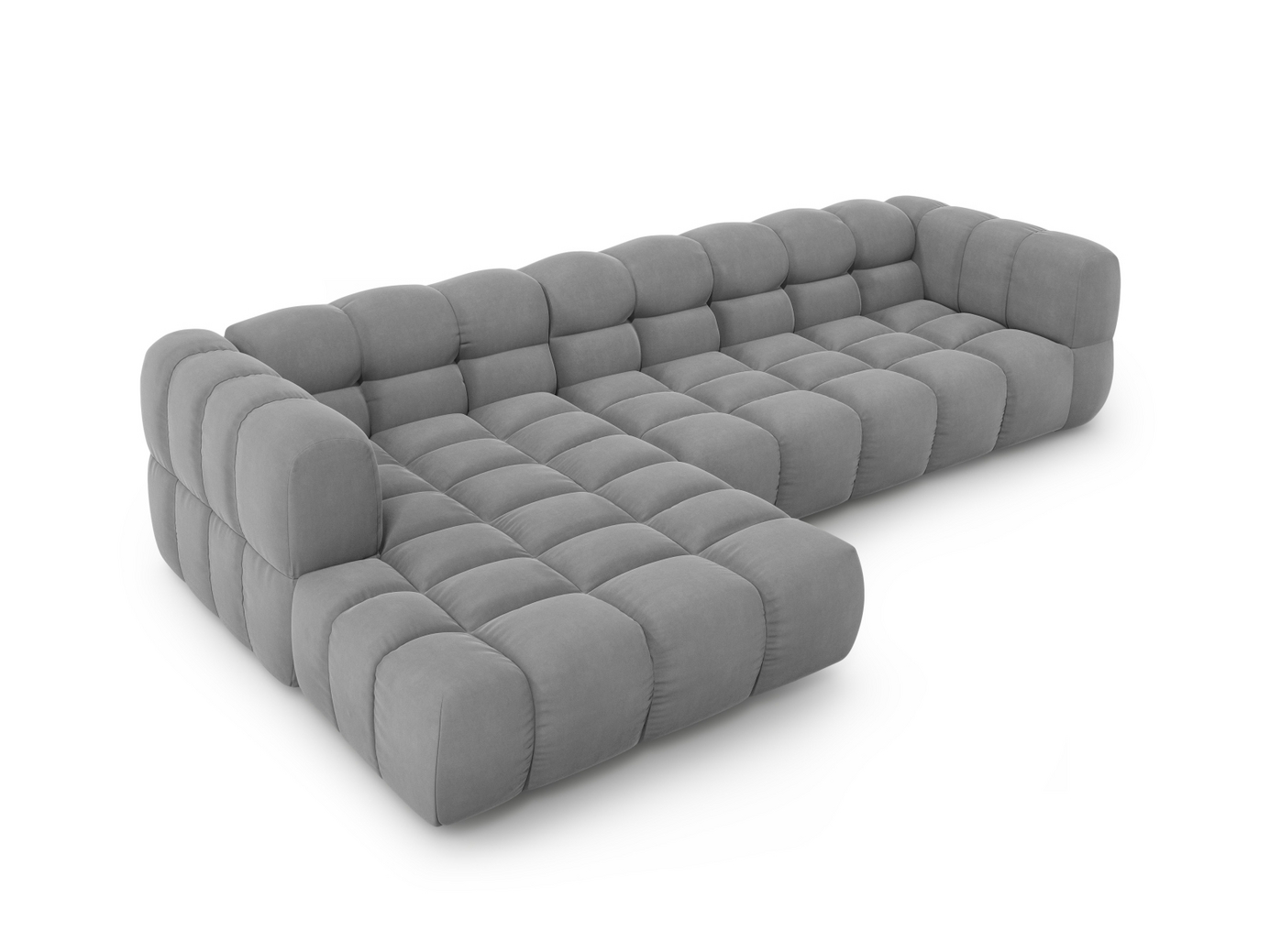 Cosmopolitan Design vänstervänd sammetsmodulhörnsoffa, "Sky", 4-sits, 300 × 162 × 70 cm, Casino, svarta plastben