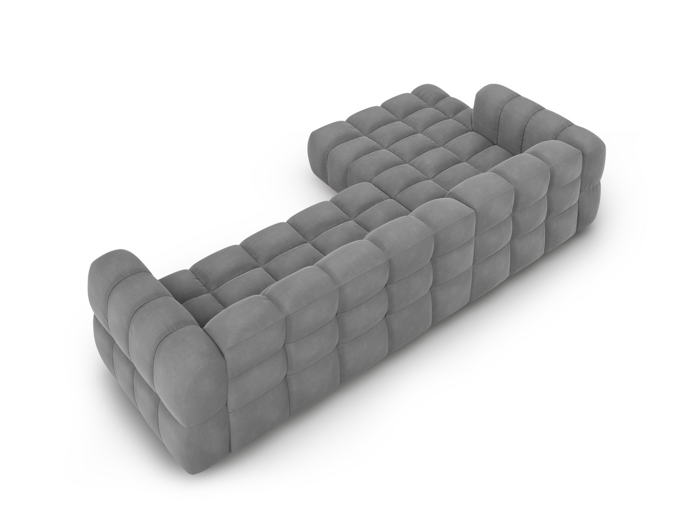 Cosmopolitan Design vänstervänd sammetsmodulhörnsoffa, "Sky", 4-sits, 300 × 162 × 70 cm, Casino, svarta plastben