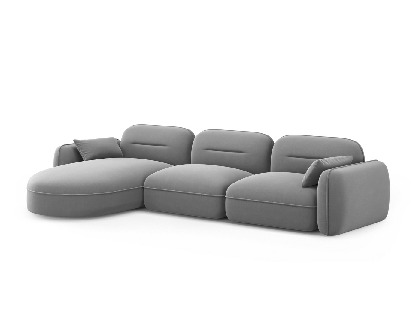 Cosmopolitan Design vänstervänd sammetsmodulhörnsoffa, "Sydney", 4-sits, 320 × 165 × 70 cm, Casino, svarta plastben
