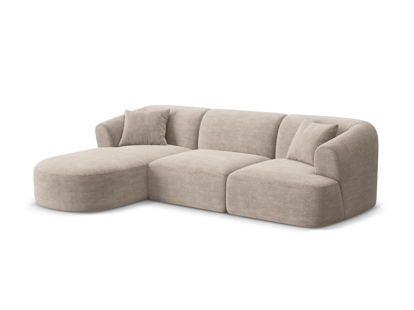 Cosmopolitan Design vänstervänd modulhörnsoffa, "Campi", 4-sits, 256 × 156 × 70 cm, Lincoln, svarta plastben