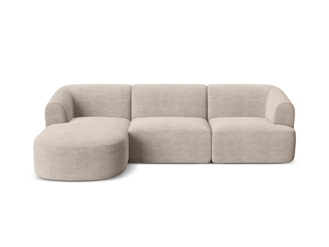 Cosmopolitan Design vänstervänd modulhörnsoffa, "Campi", 4-sits, 256 × 156 × 70 cm, Lincoln, svarta plastben