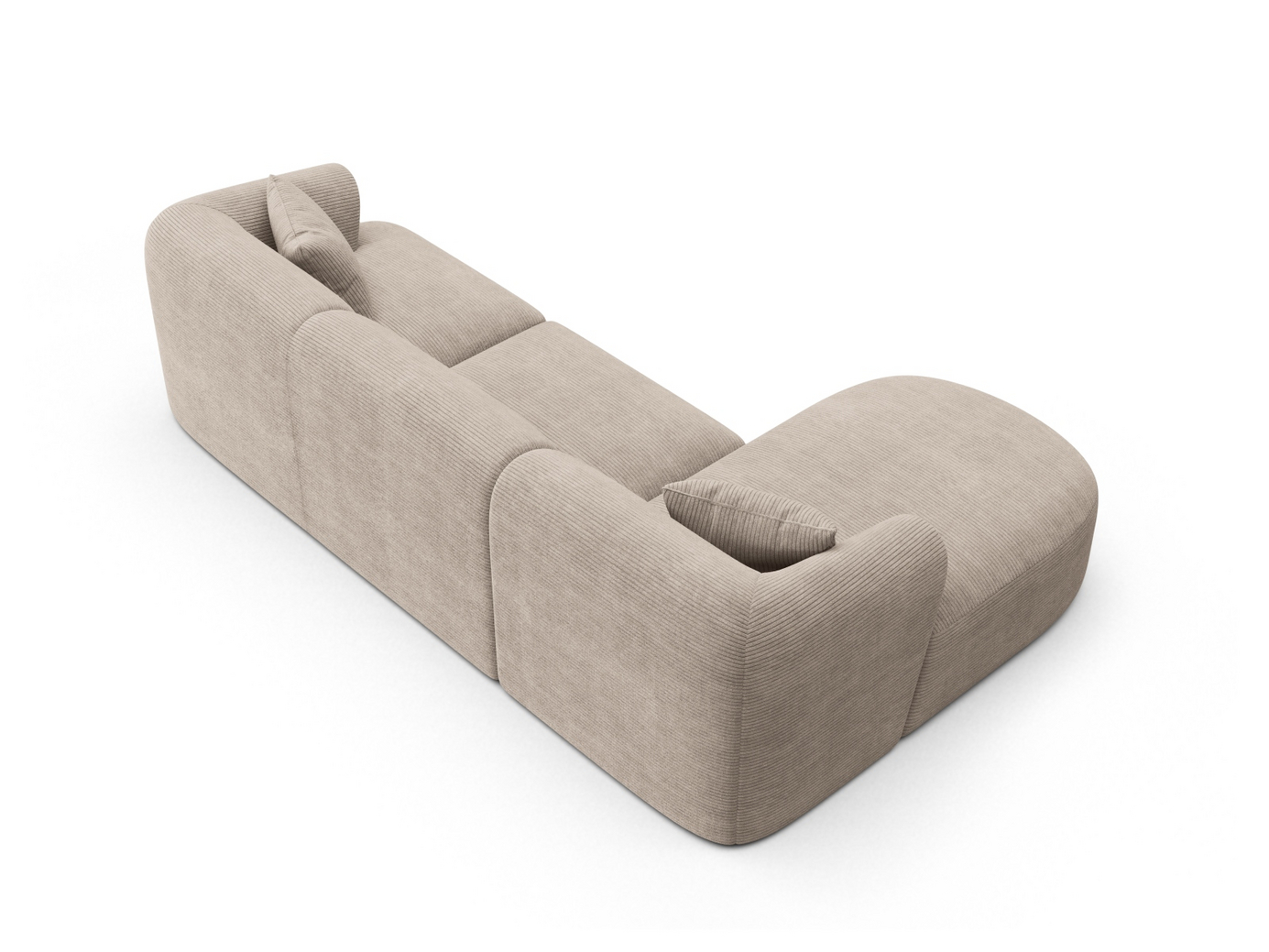 Cosmopolitan Design vänstervänd modulhörnsoffa, "Campi", 4-sits, 256 × 156 × 70 cm, Lincoln, svarta plastben