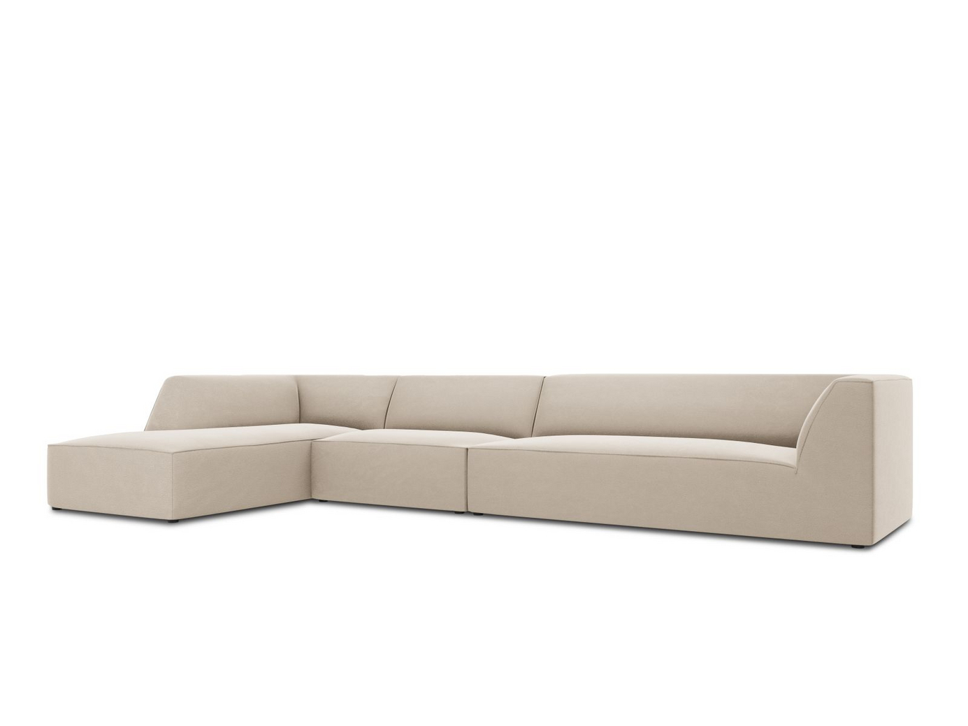 Cosmopolitan Design vänstervänd sammetsmodulhörnsoffa, "Siena", 5-sits, 366 × 180 × 69 cm, Salvador, svarta plastben, Variant LC_L_44
