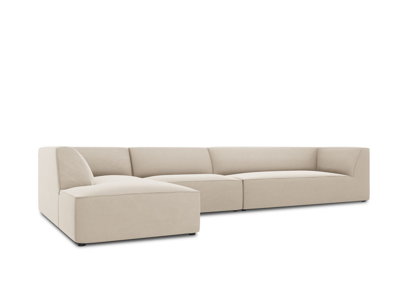 Cosmopolitan Design vänstervänd sammetsmodulhörnsoffa, "Siena", 5-sits, 366 × 180 × 69 cm, Salvador, svarta plastben, Variant LC_L_44
