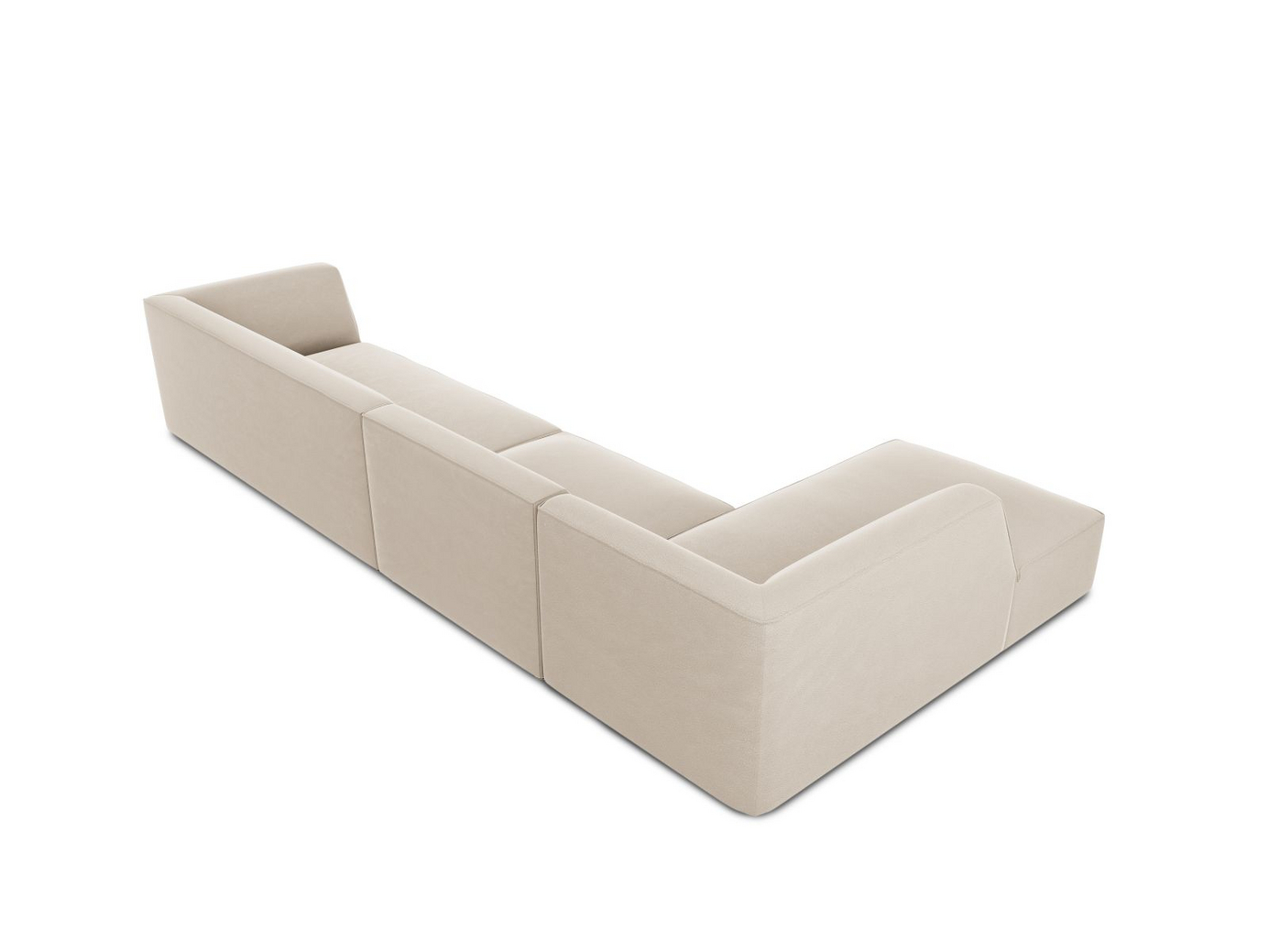 Cosmopolitan Design vänstervänd sammetsmodulhörnsoffa, "Siena", 5-sits, 366 × 180 × 69 cm, Salvador, svarta plastben, Variant LC_L_44