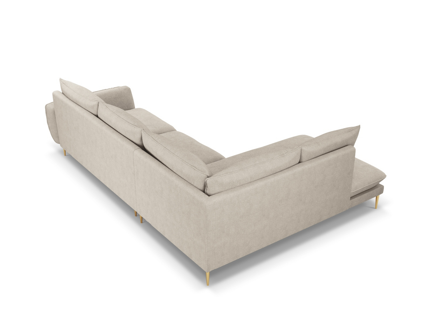 Cosmopolitan Design vänstervänd hörnsoffa, "Vienna", 6-sits, 275 × 185 × 95 cm, Positano, guldfärgade metallben