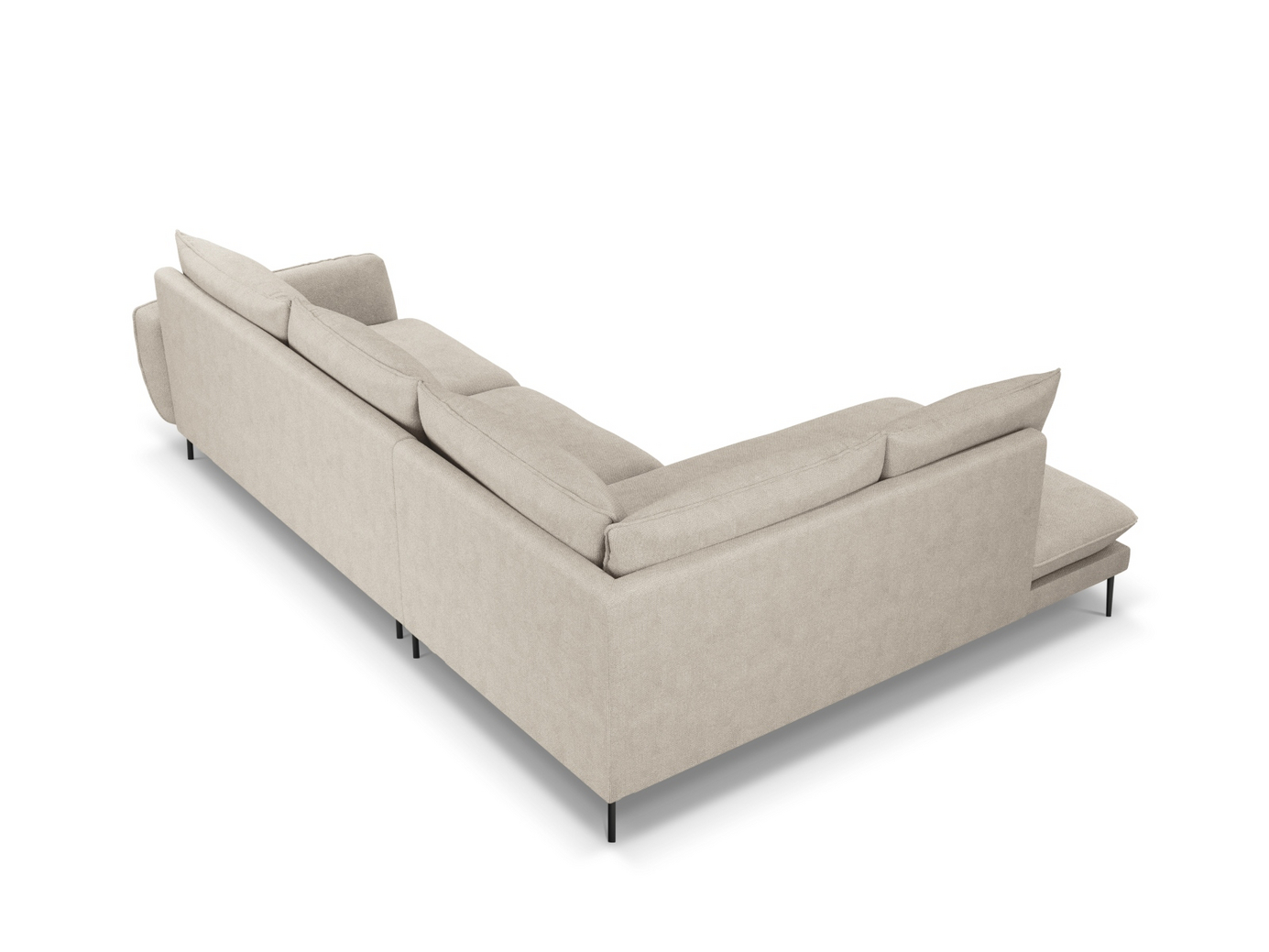Cosmopolitan Design vänstervänd hörnsoffa, "Vienna", 6-sits, 275 × 185 × 95 cm, Positano, svarta metallben
