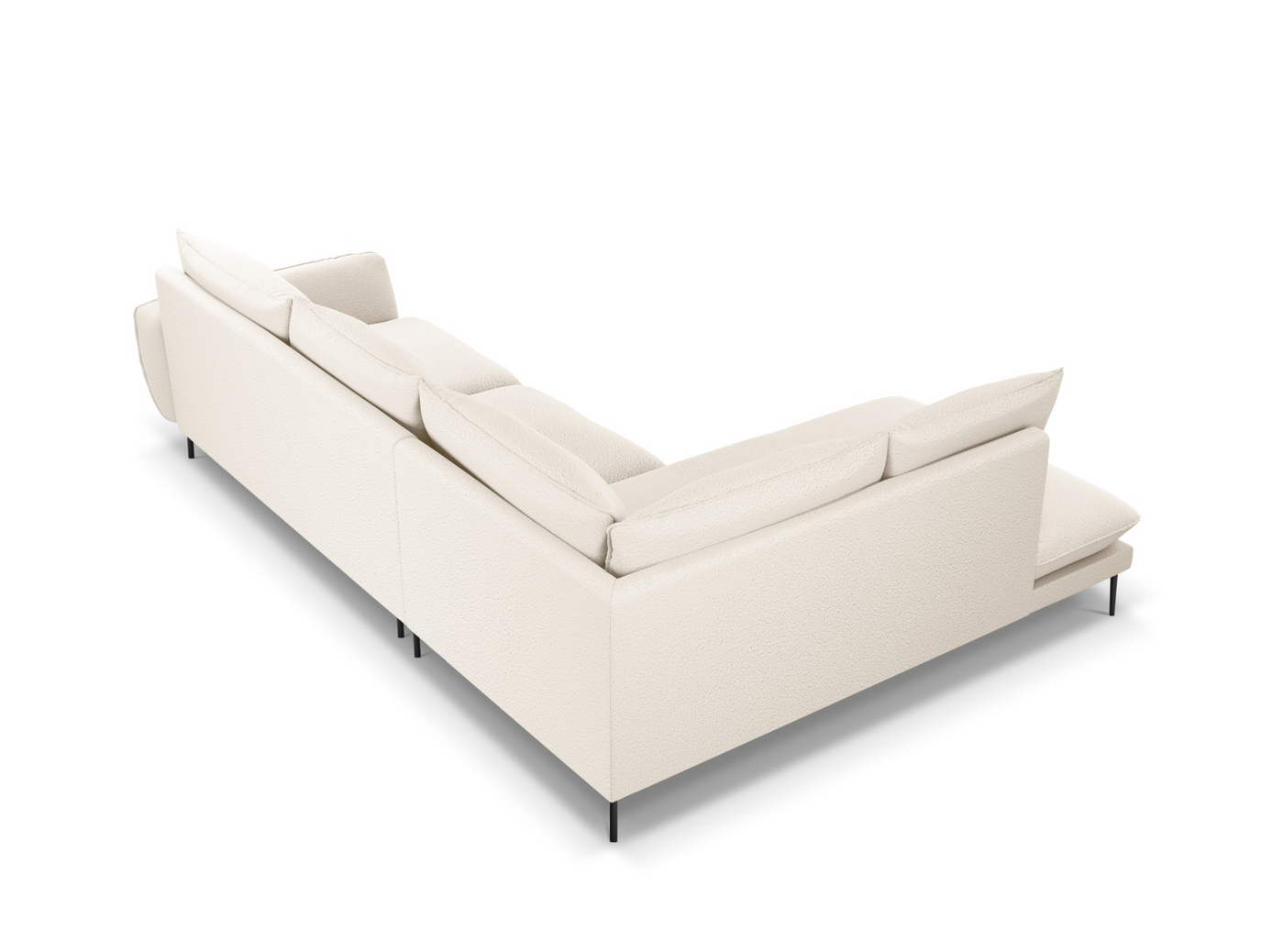 Cosmopolitan Design vänstervänd boucléhörnsoffa, "Vienna", 6-sits, 275 × 185 × 95 cm, Ascot, svarta metallben