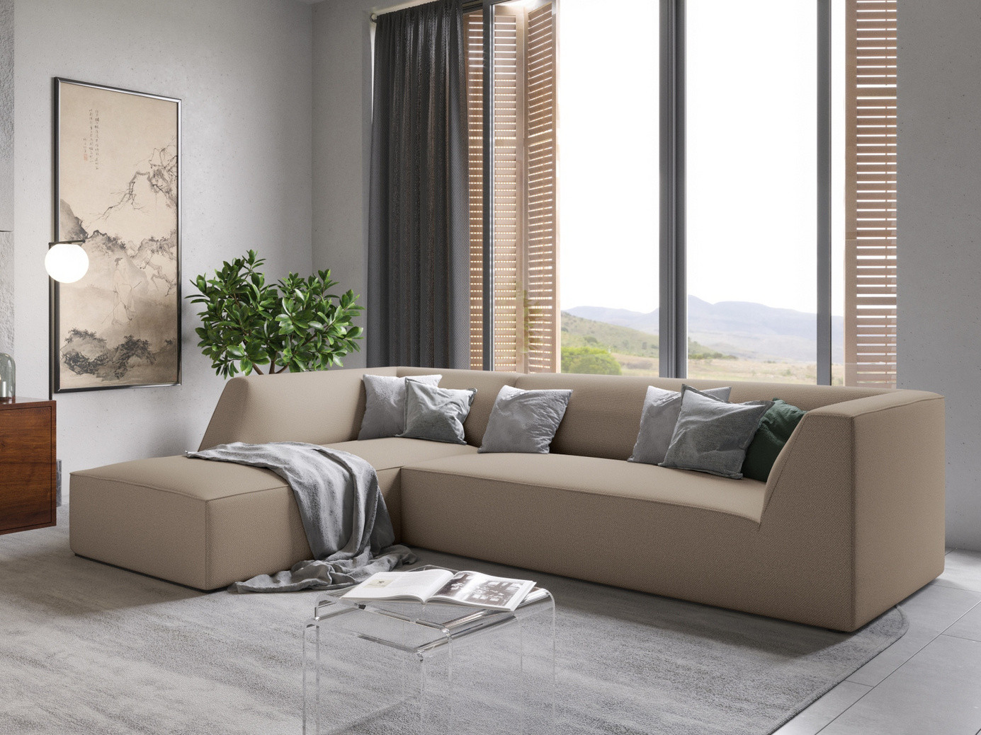 Cosmopolitan Design vänstervänd modulhörnsoffa, "Siena", 4-sits, 273 × 180 × 69 cm, Ottawa, svarta plastben, Variant LC_M_137
