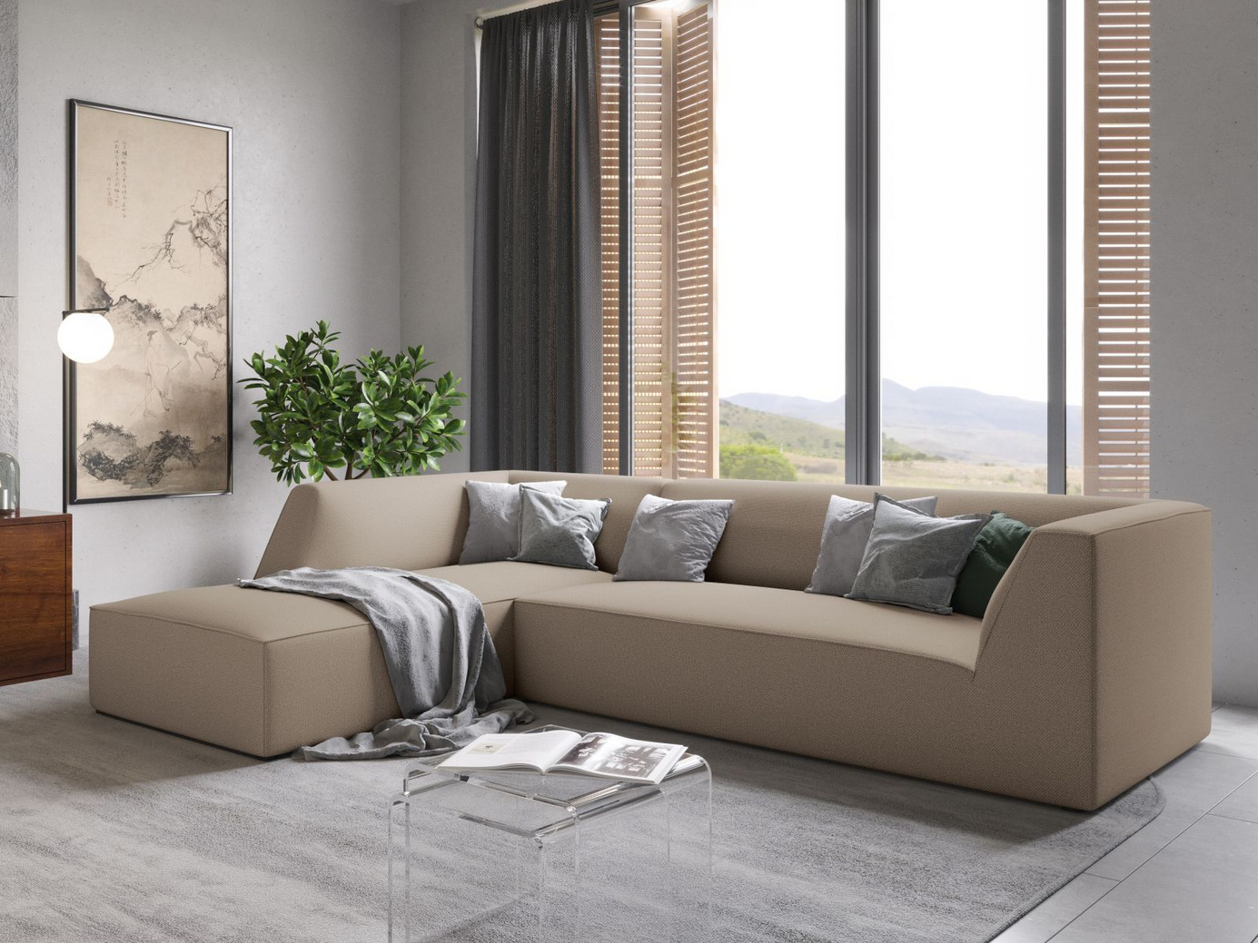 Cosmopolitan Design vänstervänd modulhörnsoffa, "Siena", 4-sits, 273 × 180 × 69 cm, Ottawa, svarta plastben, Variant LC_M_137