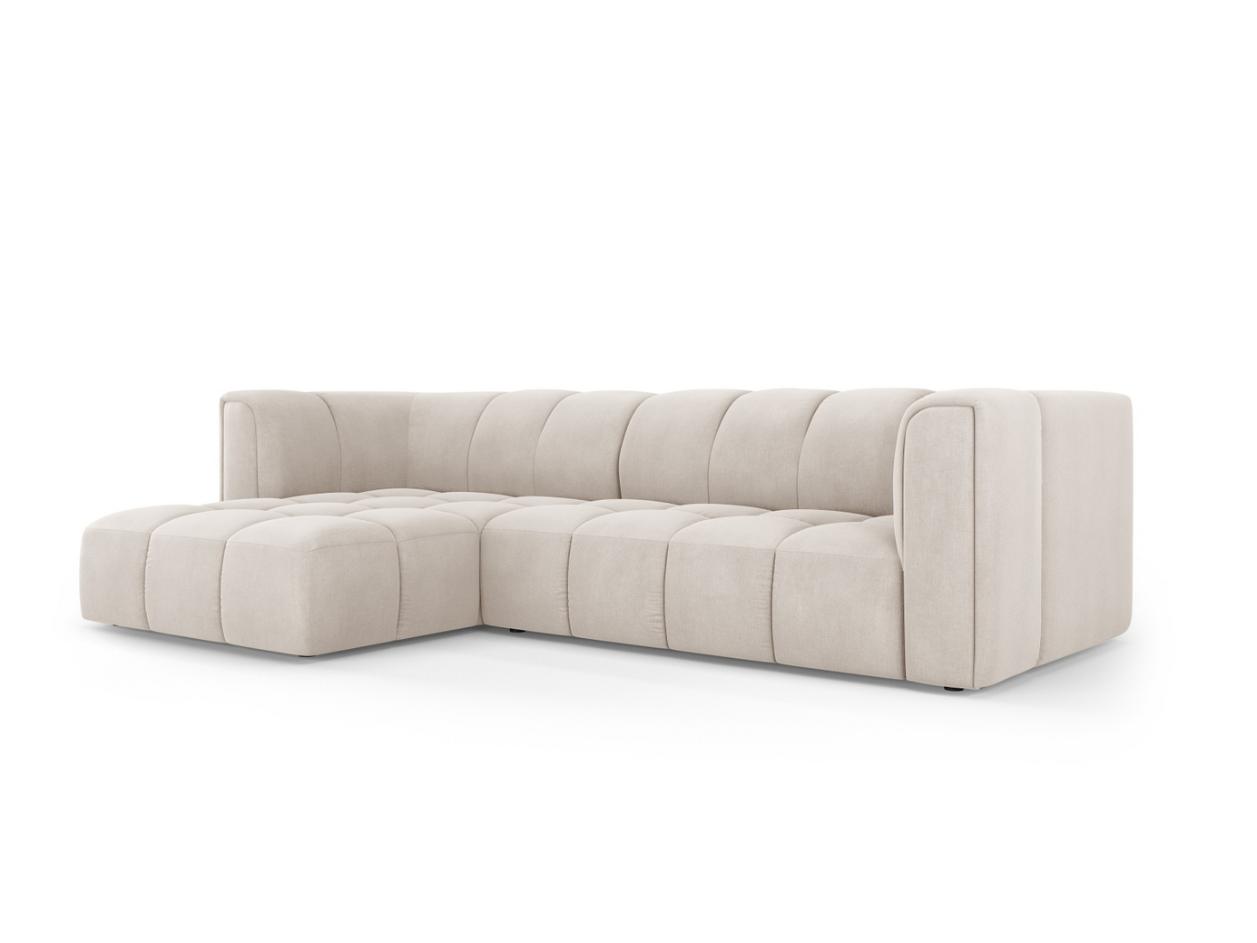 Cosmopolitan Design vänstervänd modulhörnsoffa, "Moritz", 3-sits, 256 × 160 × 70 cm, Rebel, svarta plastben