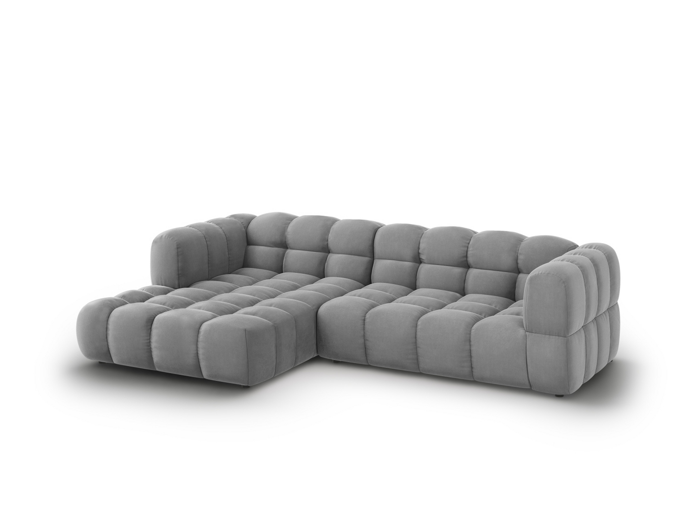 Cosmopolitan Design vänstervänd sammetsmodulhörnsoffa, "Sky", 4-sits, 272 × 162 × 70 cm, Casino, svarta plastben