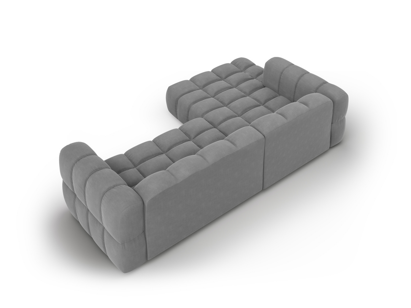 Cosmopolitan Design vänstervänd sammetsmodulhörnsoffa, "Sky", 4-sits, 272 × 162 × 70 cm, Casino, svarta plastben