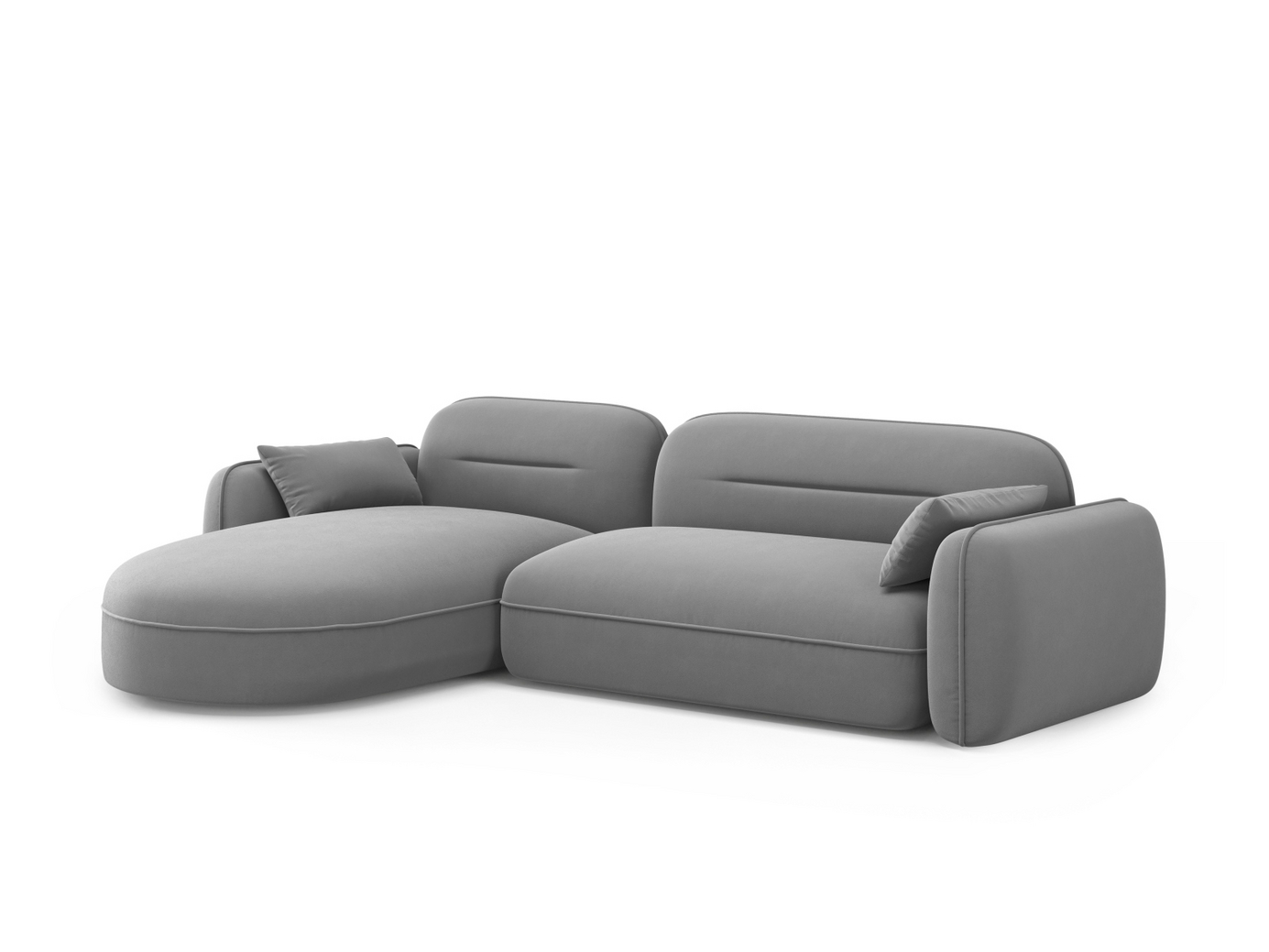 Cosmopolitan Design vänstervänd sammetsmodulhörnsoffa, "Sydney", 4-sits, 275 × 165 × 70 cm, Casino, svarta plastben