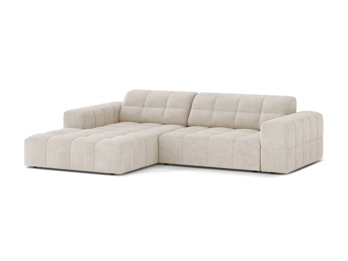 Cosmopolitan Design vänstervänd hörnsoffa, "Chicago", 3-sits, 234 × 167 × 78 cm, Eden 10, svarta plastben
