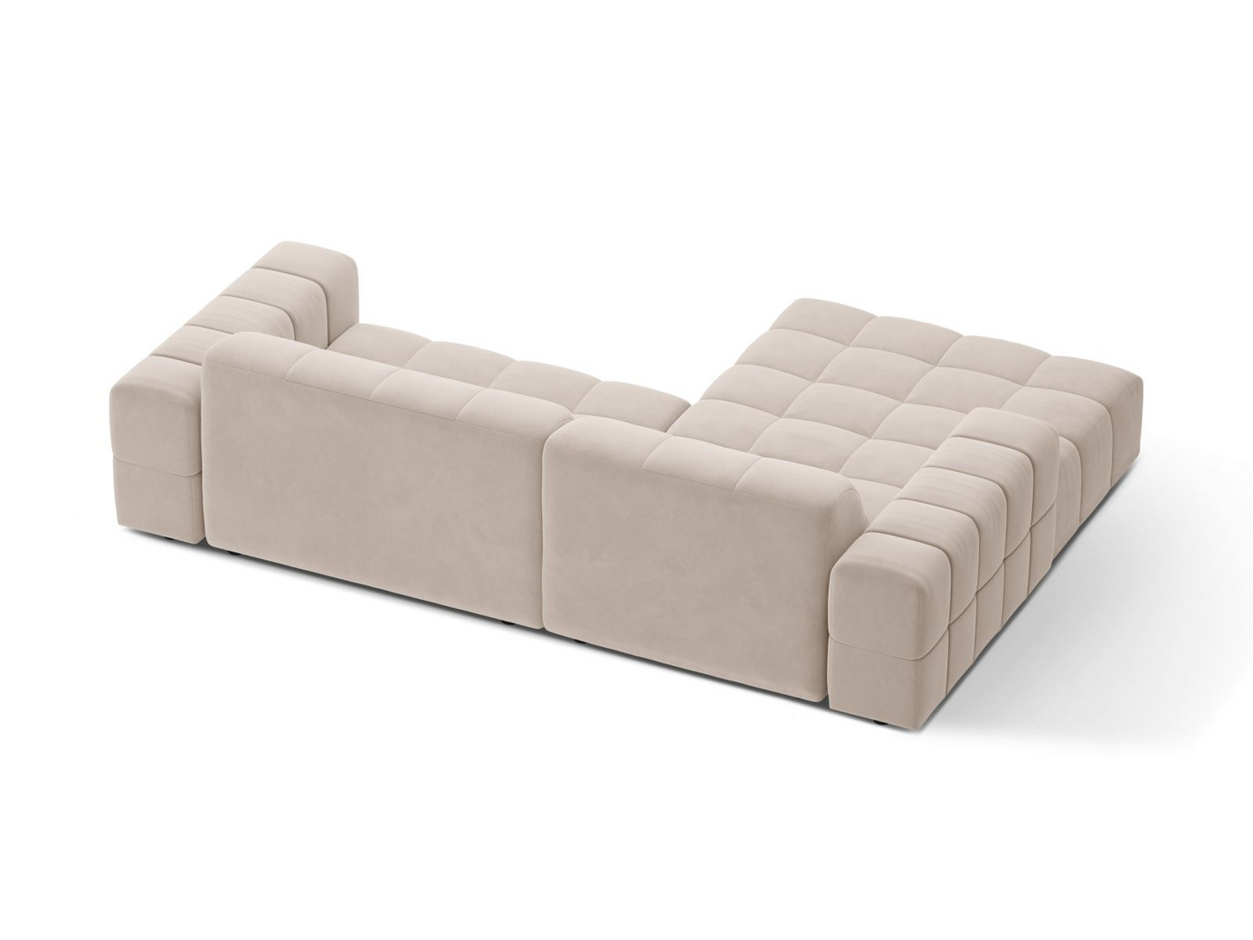 Cosmopolitan Design vänstervänd sammetshörnsoffa, "Chicago", 3-sits, 234 × 167 × 78 cm, Venus, svarta plastben