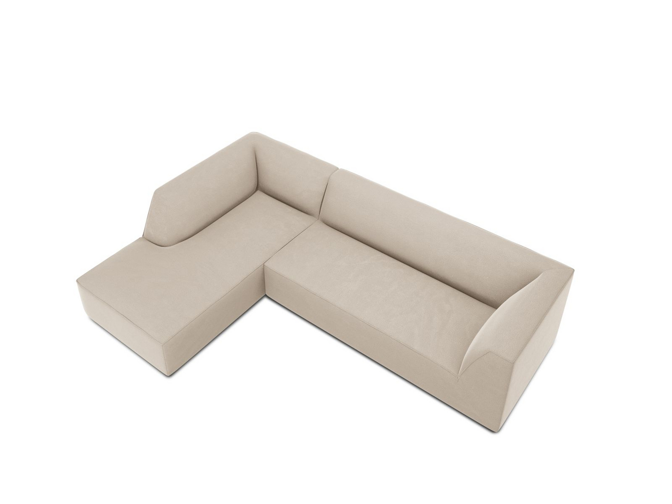 Cosmopolitan Design vänstervänd sammetsmodulhörnsoffa, "Siena", 4-sits, 273 × 180 × 69 cm, Salvador, svarta plastben, Variant LC_M_44