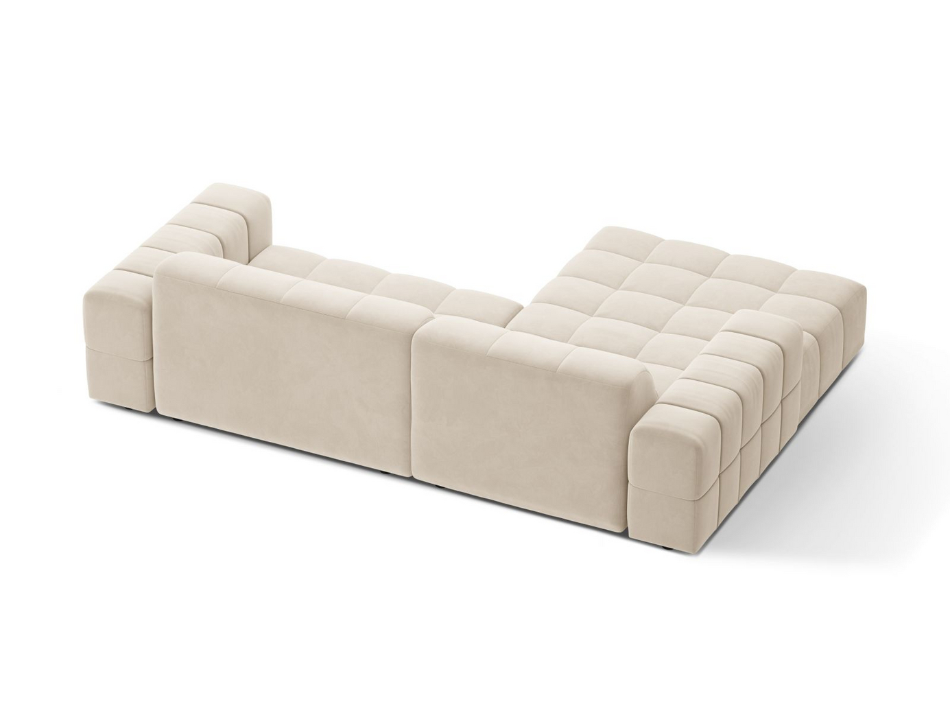 Cosmopolitan Design vänstervänd sammetshörnsoffa, "Chicago", 3-sits, 234 × 167 × 78 cm, Bluvel, svarta plastben