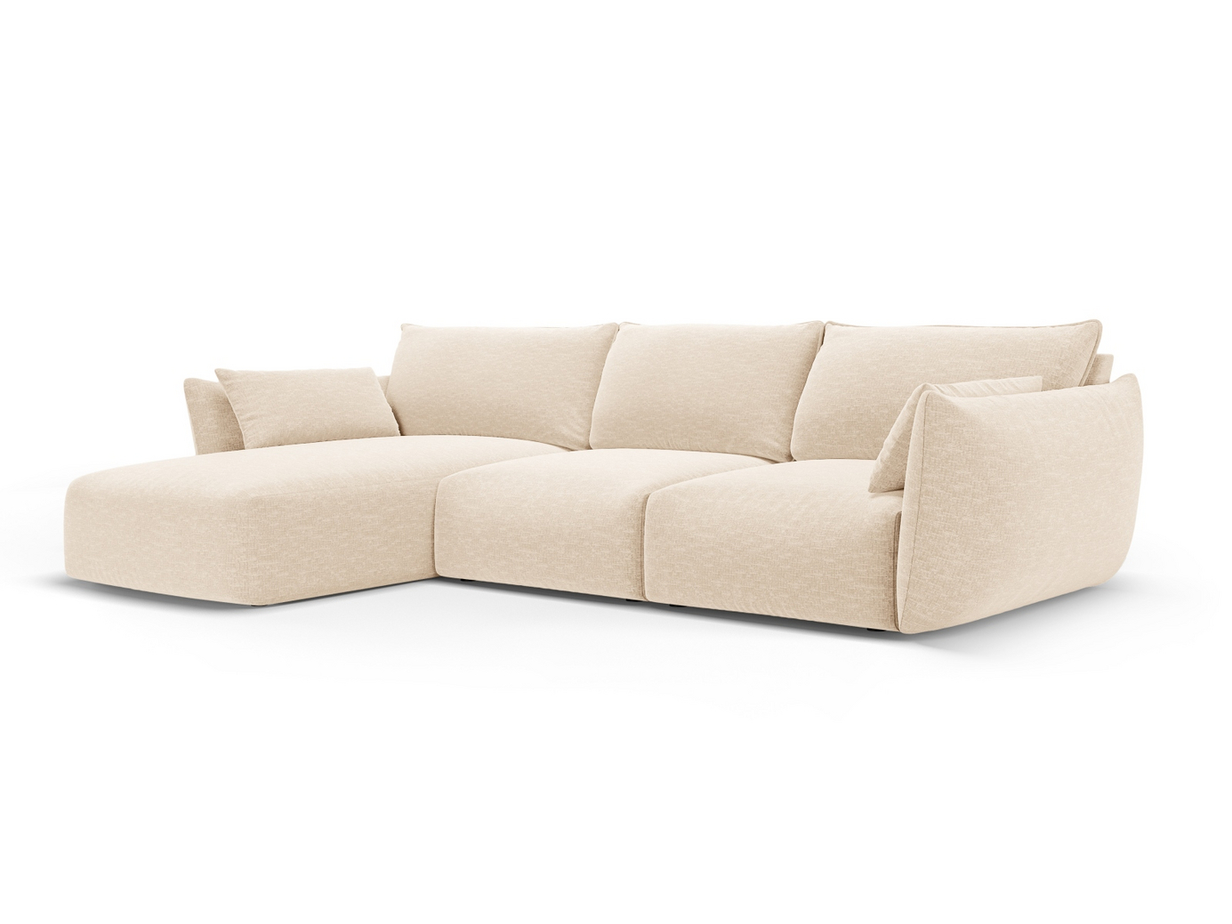 Cosmopolitan Design vänstervänd hörnsoffa, "Matera", 5-sits, 280 × 171 × 85 cm, Haga, svarta plastben