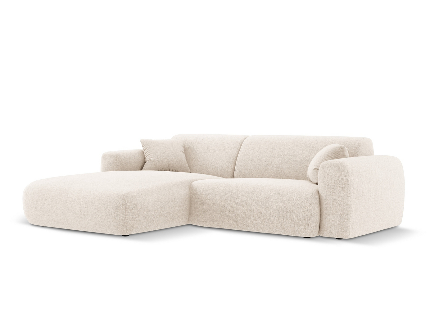 Cosmopolitan Design vänstervänd hörnsoffa, "Nolio", 4-sits, 235 × 170 × 72 cm, Haga, svarta plastben