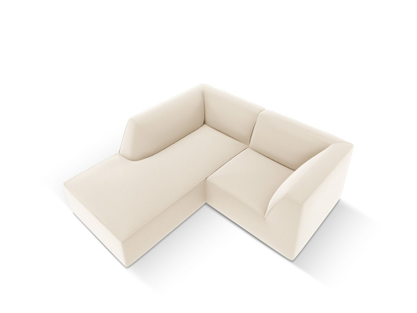 Cosmopolitan Design vänstervänd konstlädermodulhörnsoffa, "Siena", 3-sits, 186 × 180 × 69 cm, Pacifico, svarta plastben