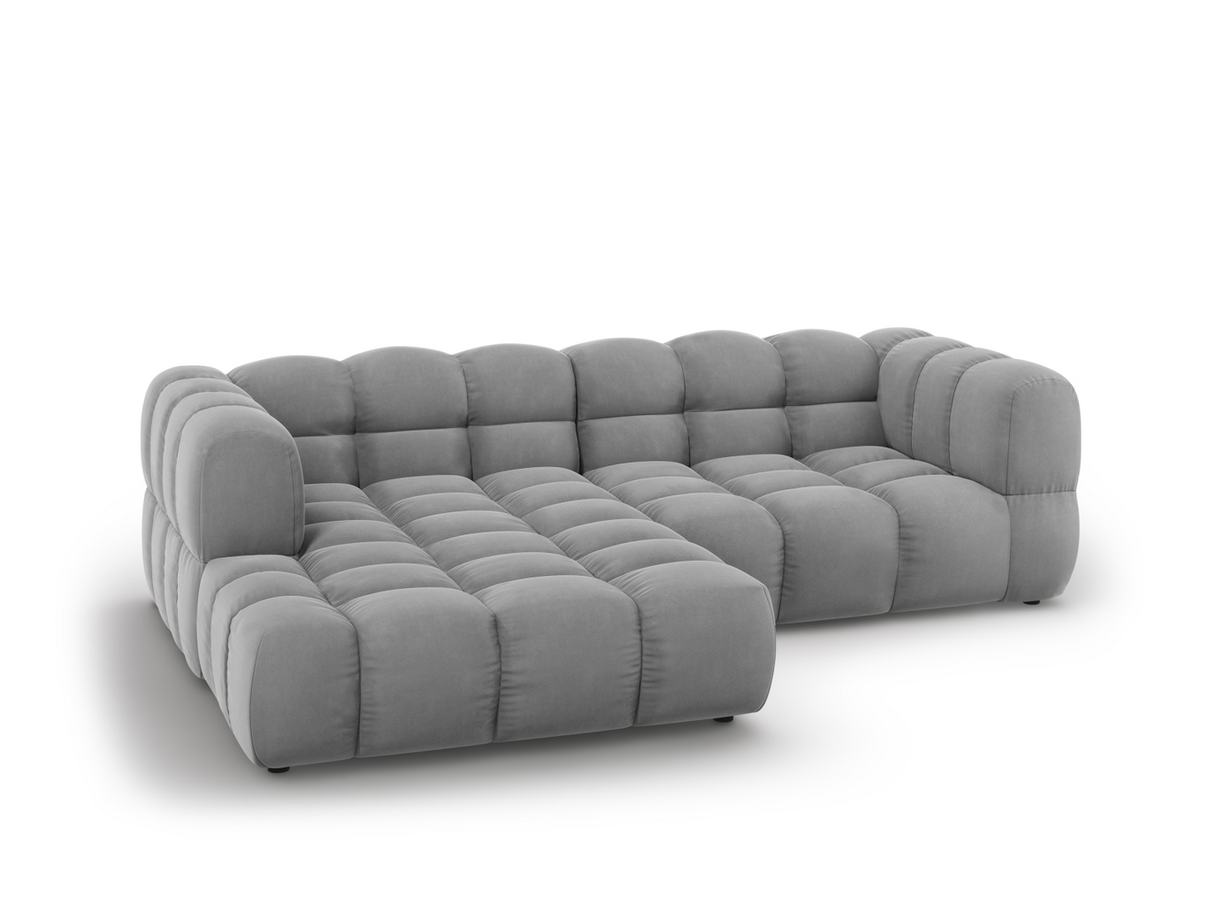 Cosmopolitan Design vänstervänd sammetsmodulhörnsoffa, "Sky", 3-sits, 244 × 162 × 70 cm, Casino, svarta plastben