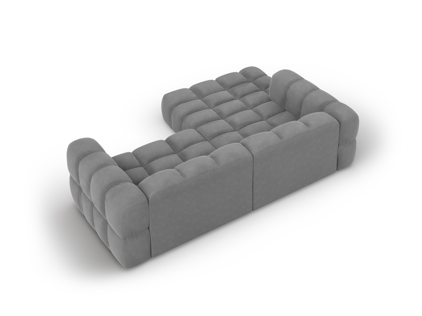 Cosmopolitan Design vänstervänd sammetsmodulhörnsoffa, "Sky", 3-sits, 244 × 162 × 70 cm, Casino, svarta plastben