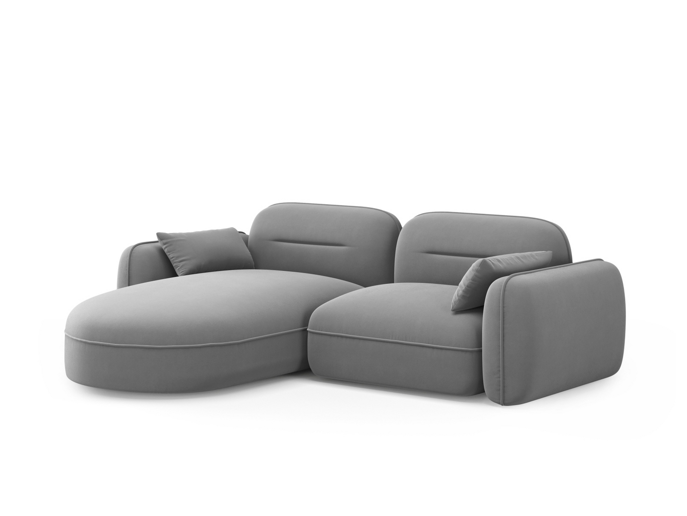 Cosmopolitan Design vänstervänd sammetsmodulhörnsoffa, "Sydney", 3-sits, 230 × 165 × 70 cm, Casino, svarta plastben