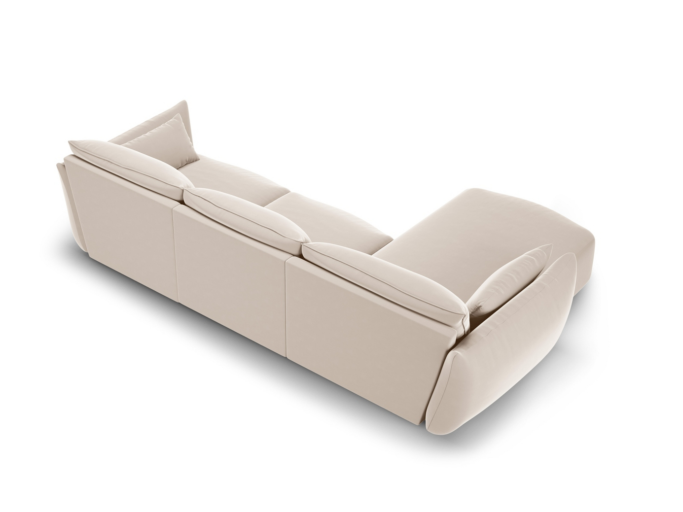 Cosmopolitan Design vänstervänd sammetshörnsoffa, "Matera", 5-sits, 280 × 171 × 85 cm, Salvador, svarta plastben