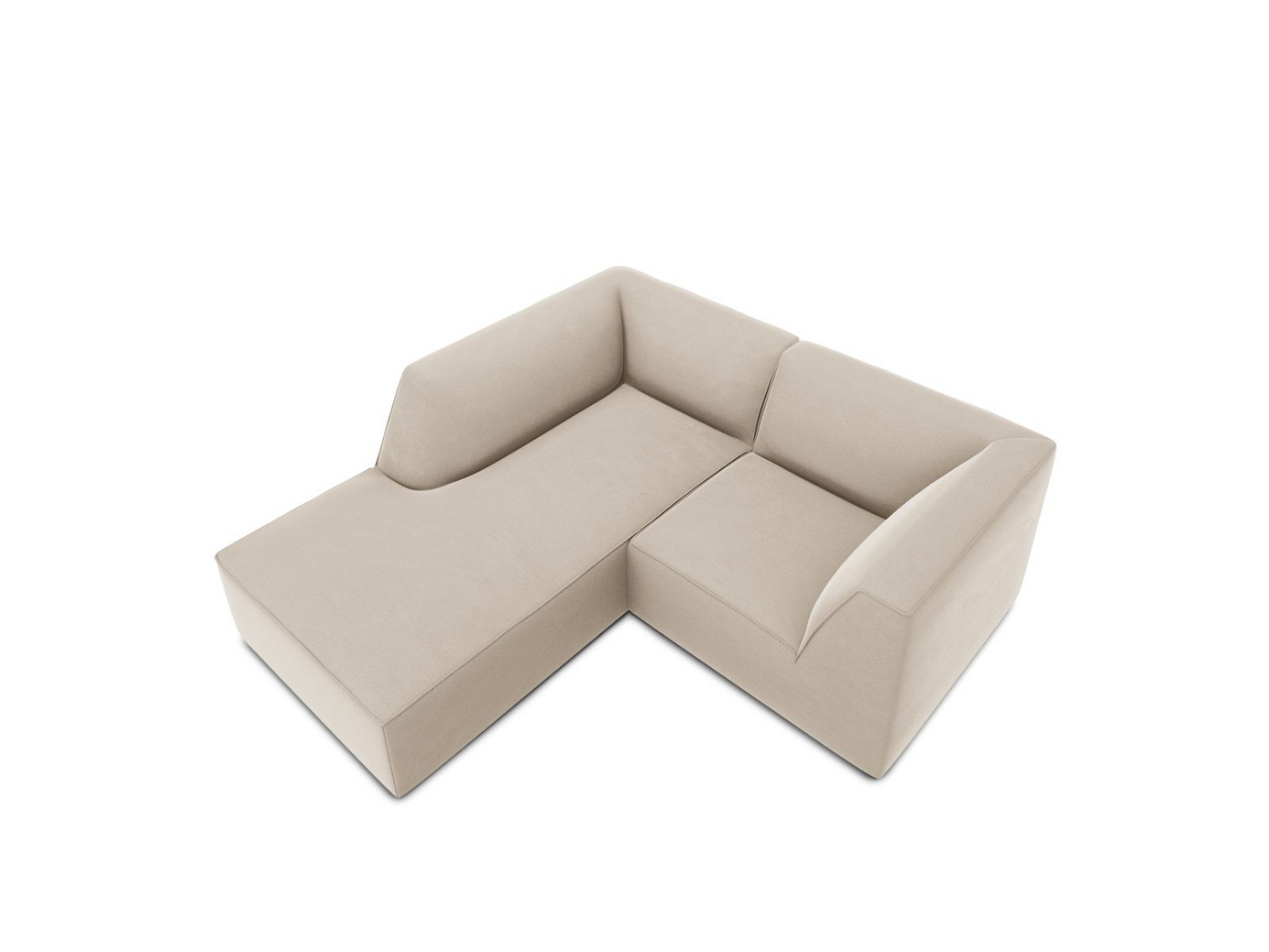 Cosmopolitan Design vänstervänd sammetsmodulhörnsoffa, "Siena", 3-sits, 186 × 180 × 69 cm, Salvador, svarta plastben, Variant LC_S_44