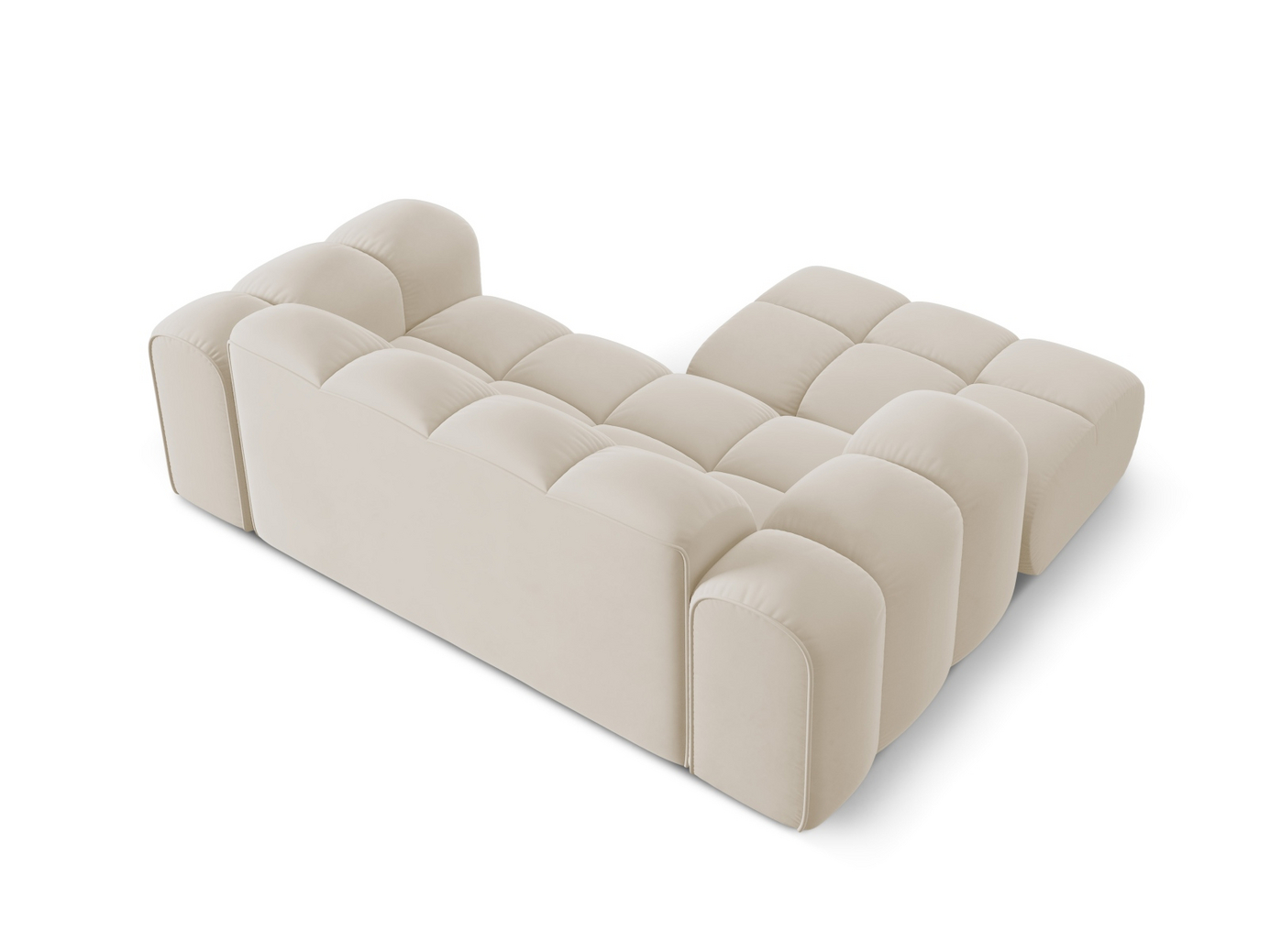 Cosmopolitan Design vänstervänd sammetshörnsoffa, "Treno", 2-sits, 180 × 164 × 70 cm, Bluvel, svarta plastben