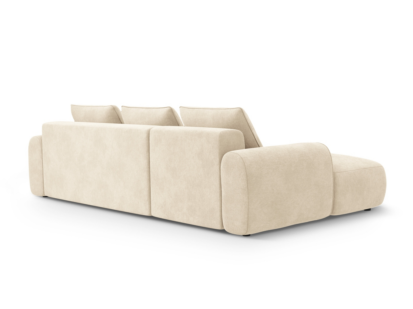Cosmopolitan Design vänstervänd sammetshörnbäddsoffa med förvaring, "Calma", 3-sits, 275 × 142 × 84 cm, Vogue, svarta plastben
