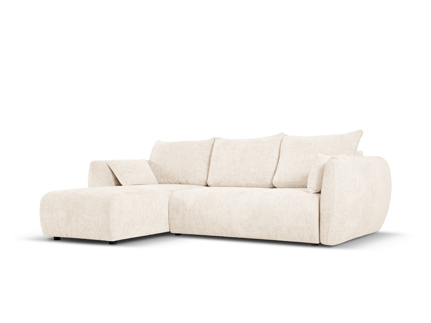 Cosmopolitan Design vänstervänd hörnbäddsoffa med förvaring, "Matera", 4-sits, 253 × 173 × 86 cm, Haga, svarta plastben