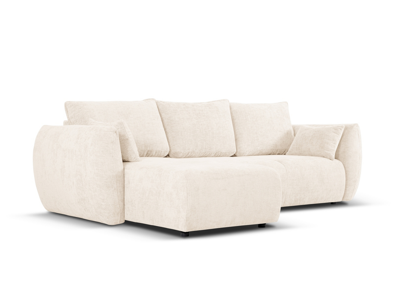 Cosmopolitan Design vänstervänd hörnbäddsoffa med förvaring, "Matera", 4-sits, 253 × 173 × 86 cm, Haga, svarta plastben