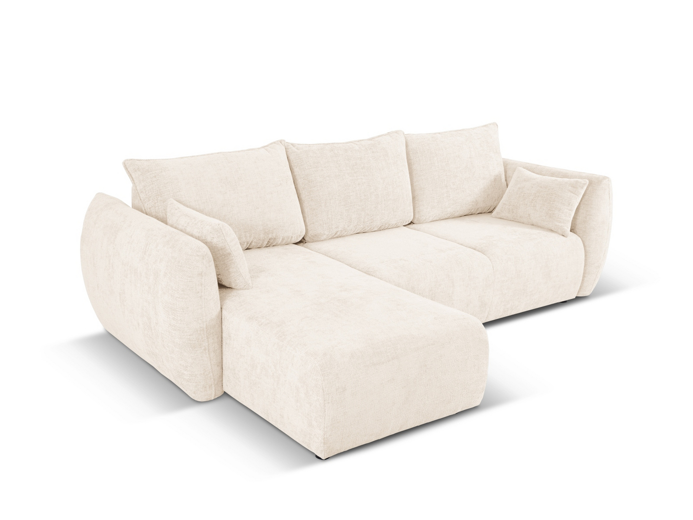 Cosmopolitan Design vänstervänd hörnbäddsoffa med förvaring, "Matera", 4-sits, 253 × 173 × 86 cm, Haga, svarta plastben